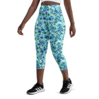 [Floral Bloom] Azure Meadow Yoga Capri Leggings