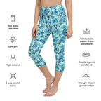 [Floral Bloom] Azure Meadow Yoga Capri Leggings