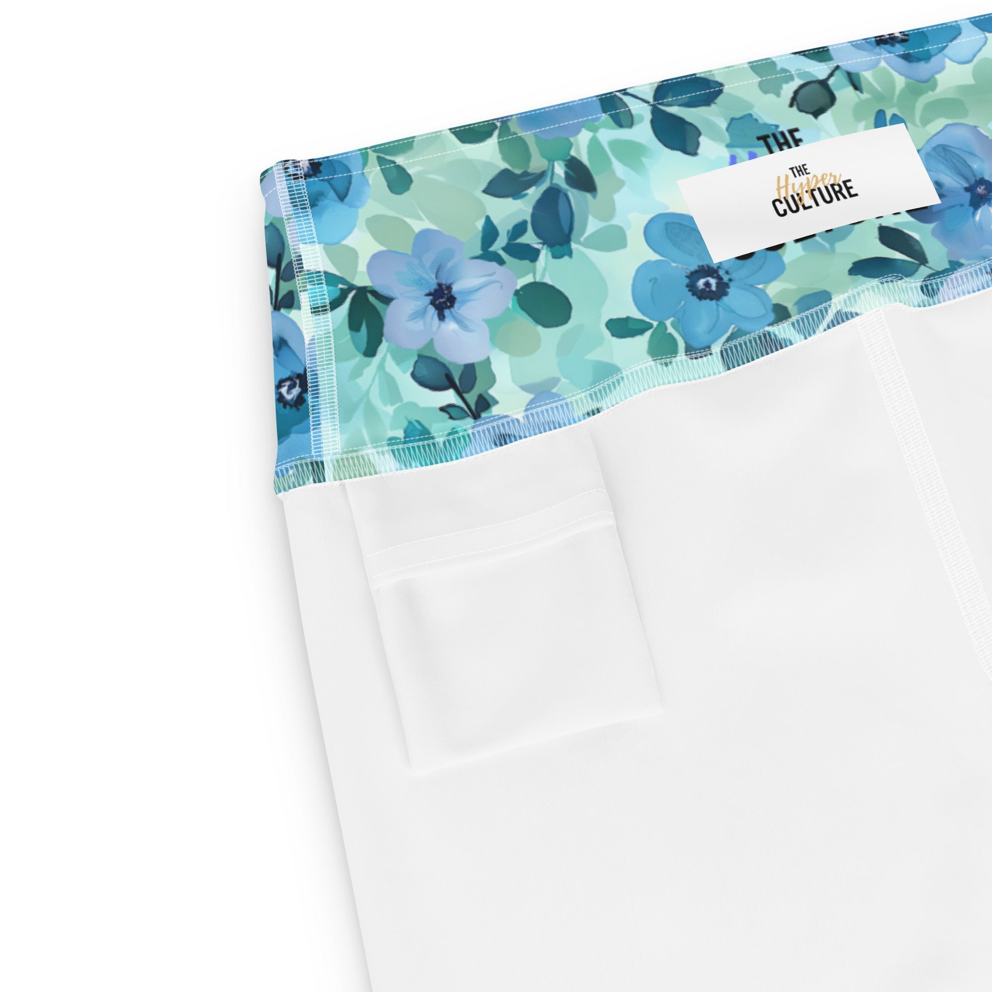 [Floral Bloom] Azure Meadow Yoga Capri Leggings