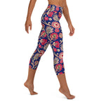 [Floral Bloom] Ruby Heritage Yoga Capri Leggings