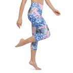 [Floral Bloom] Blushing Hydrangea Yoga Capri Leggings