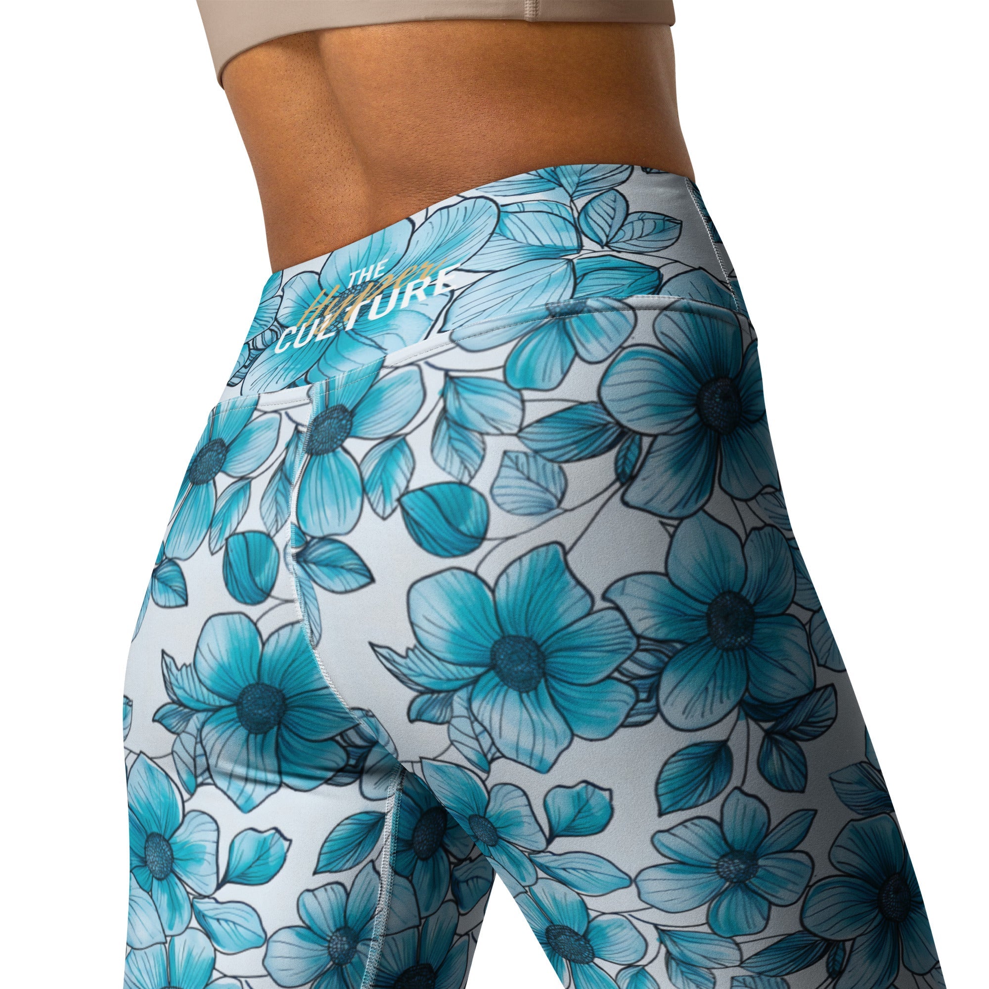 [Floral Bloom] Blue Mystique Yoga Leggings