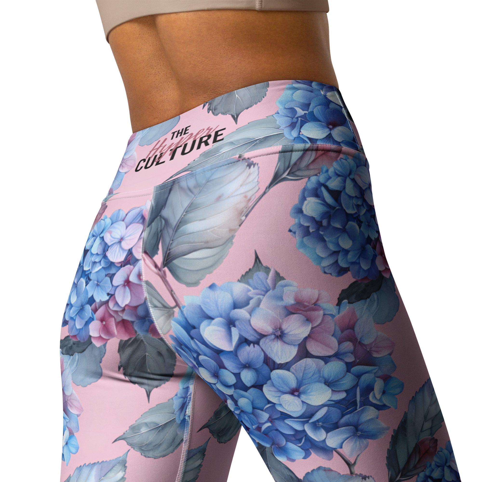 [Floral Bloom] Blushing Hydrangea Yoga Leggings
