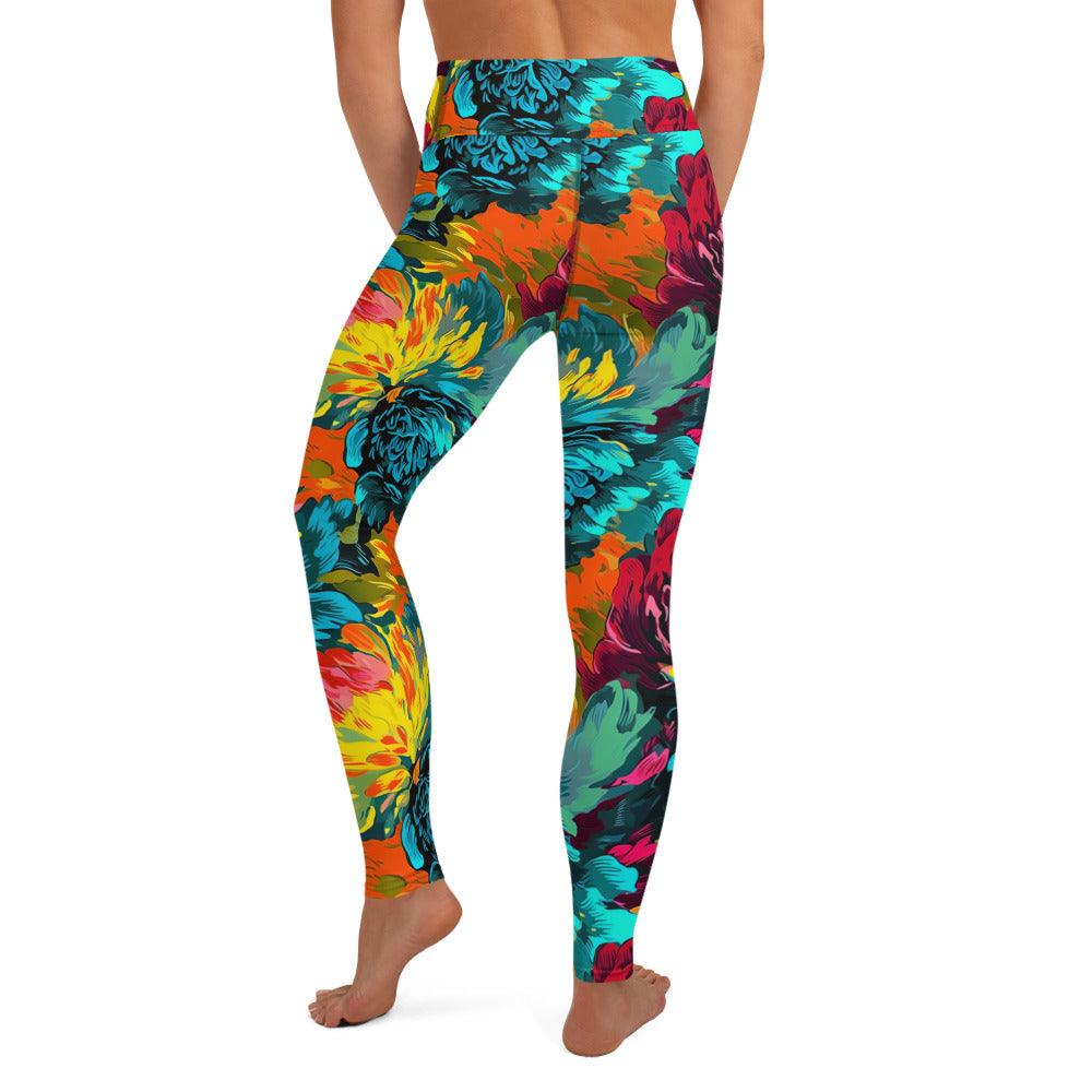 [Floral Bloom] Neon Yoga Leggings