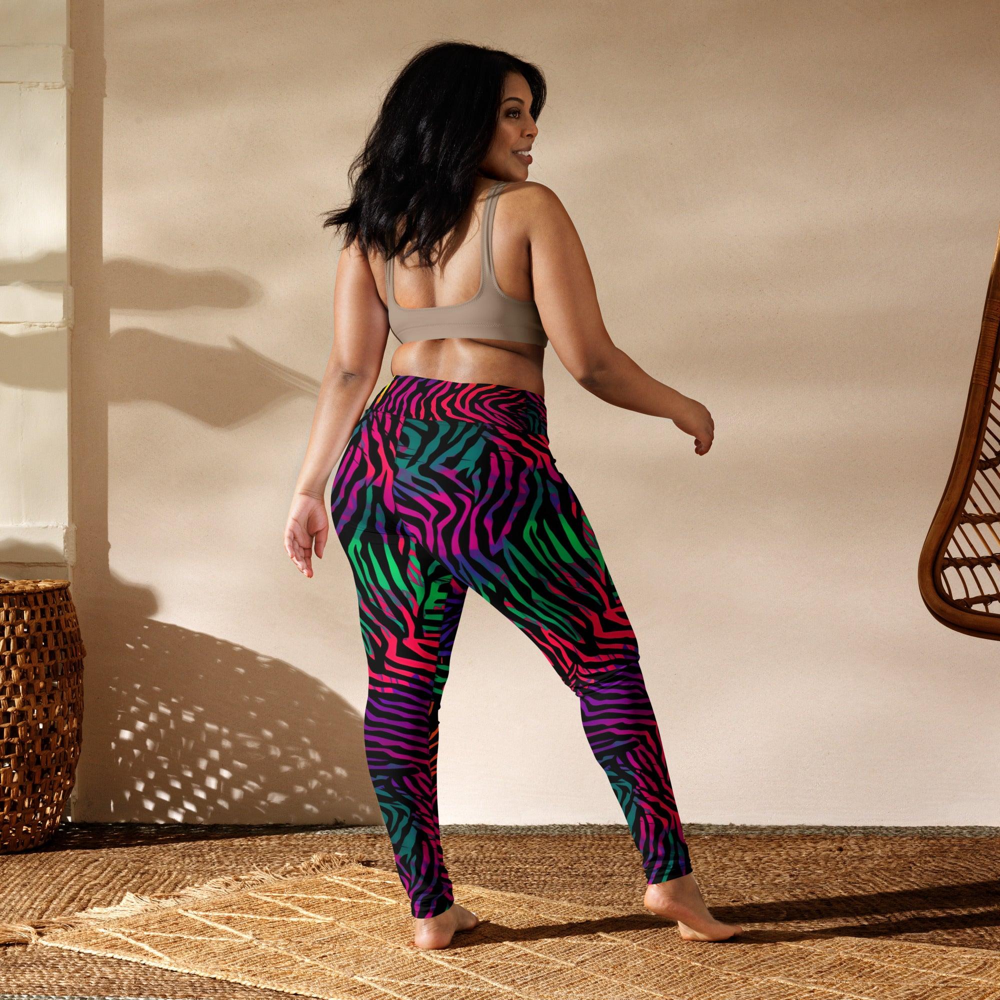[Wild Side] Neon Zebra Yoga Leggings