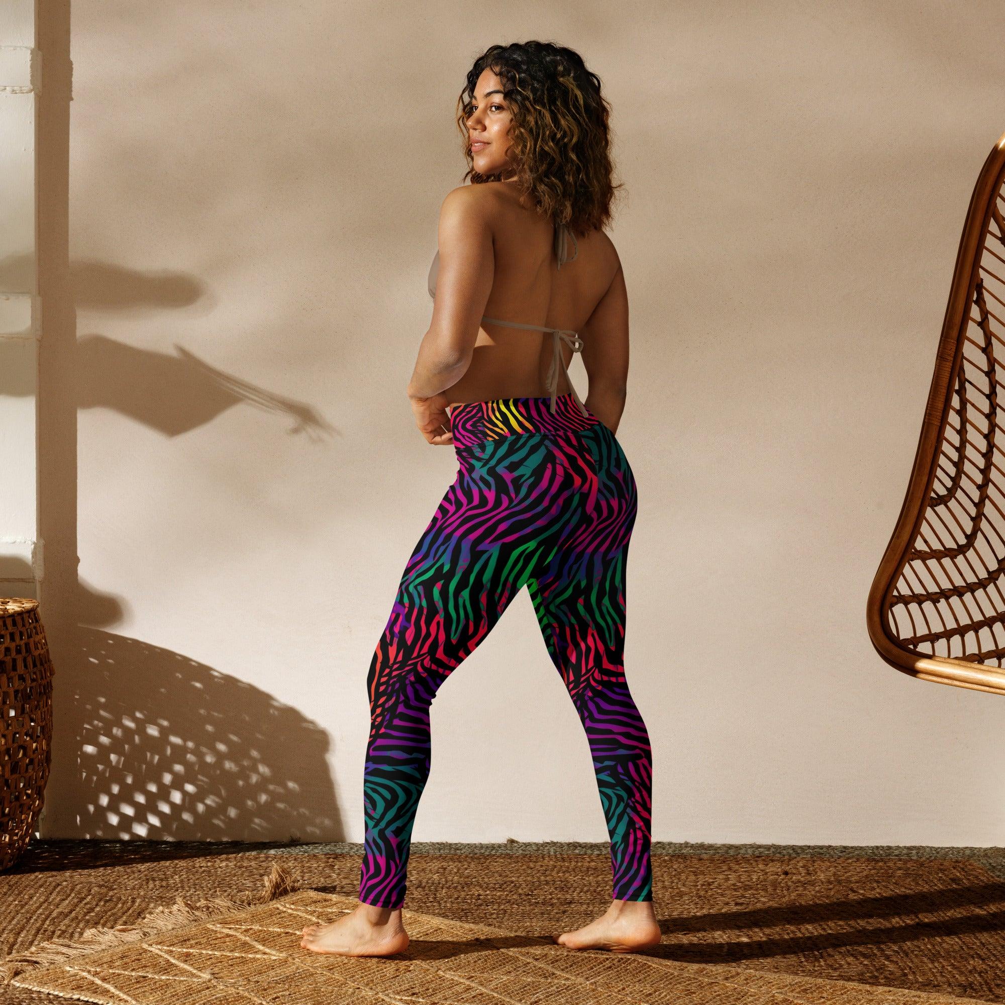 [Wild Side] Neon Zebra Yoga Leggings
