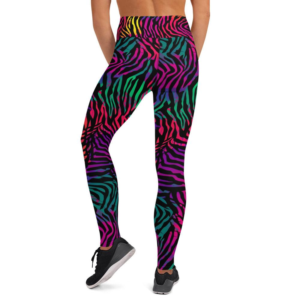 [Wild Side] Neon Zebra Yoga Leggings