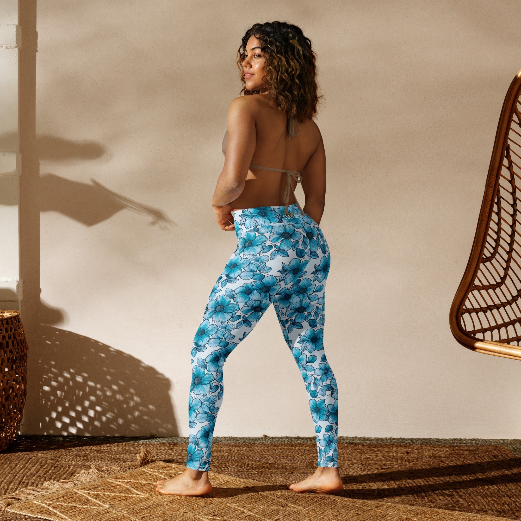 [Floral Bloom] Blue Mystique Yoga Leggings