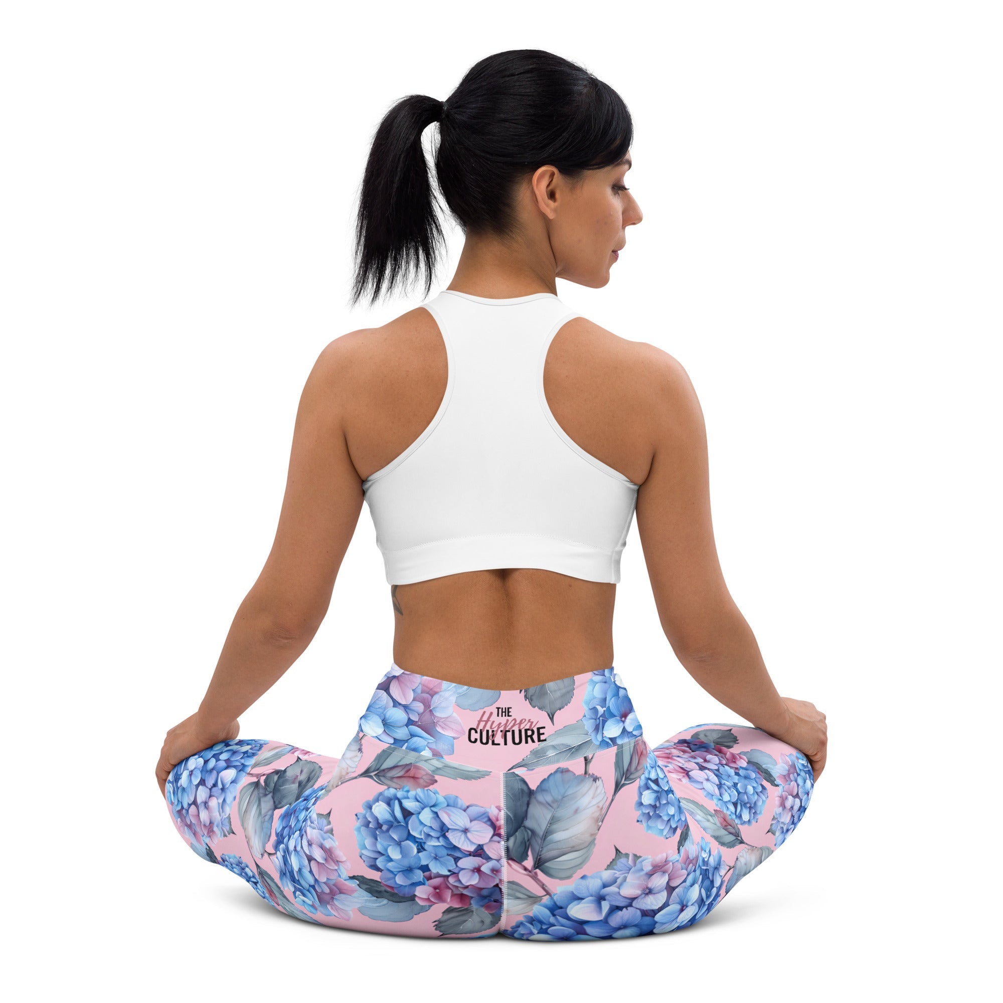 [Floral Bloom] Blushing Hydrangea Yoga Leggings
