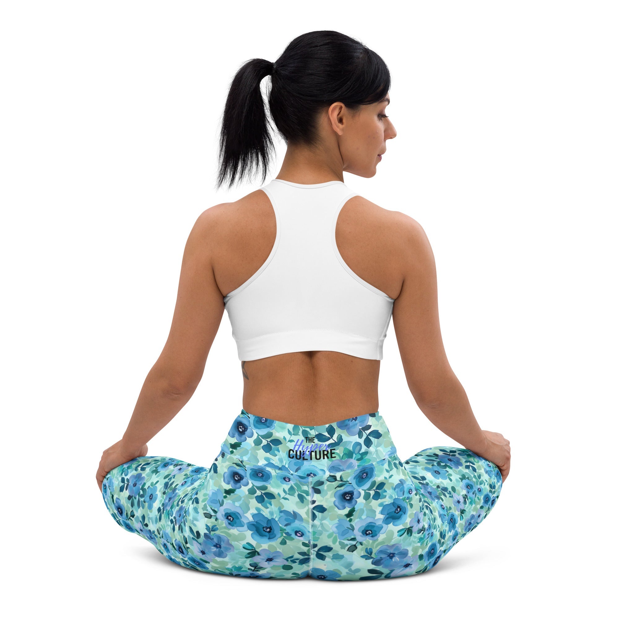 [Floral Bloom] Azure Meadow Yoga Leggings