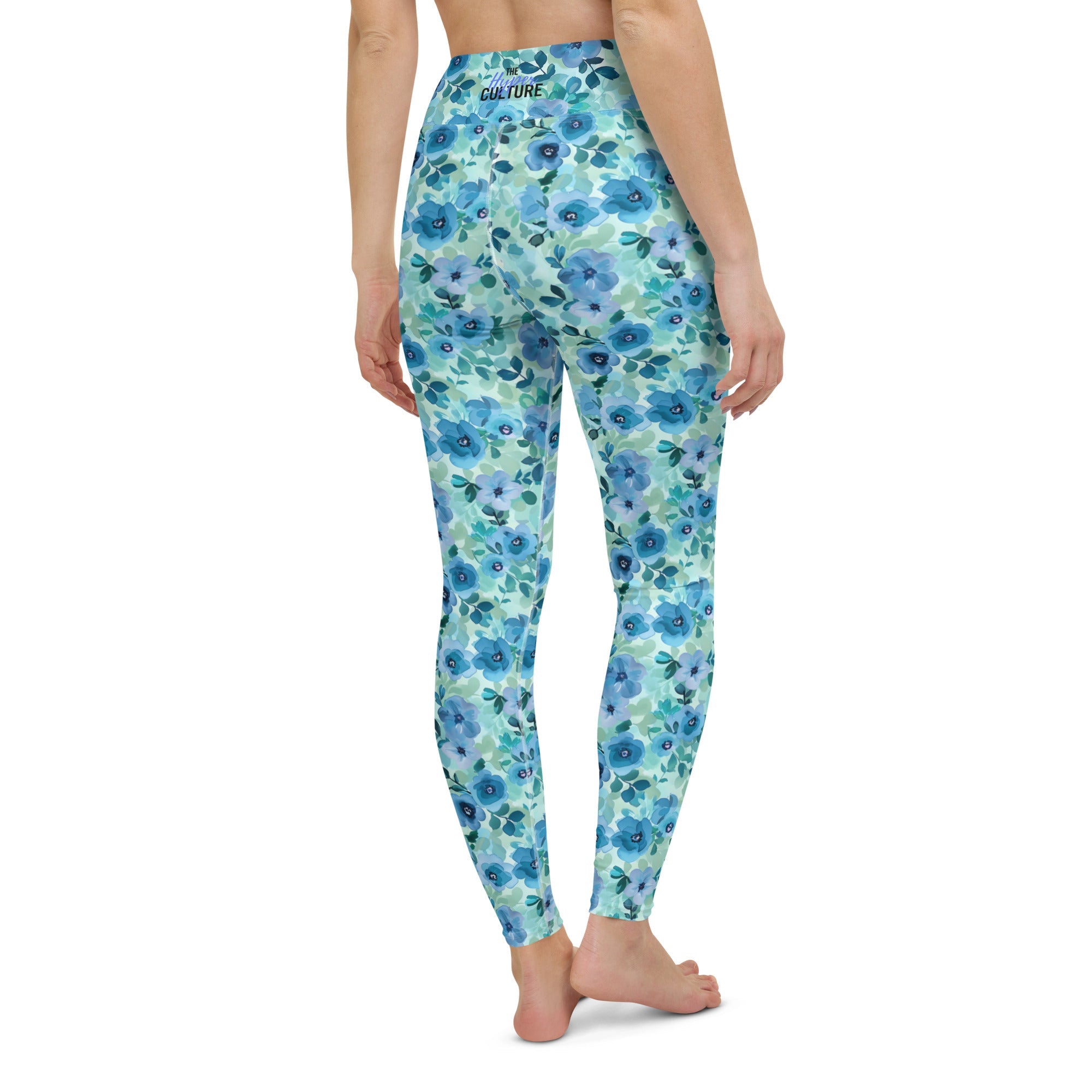 [Floral Bloom] Azure Meadow Yoga Leggings
