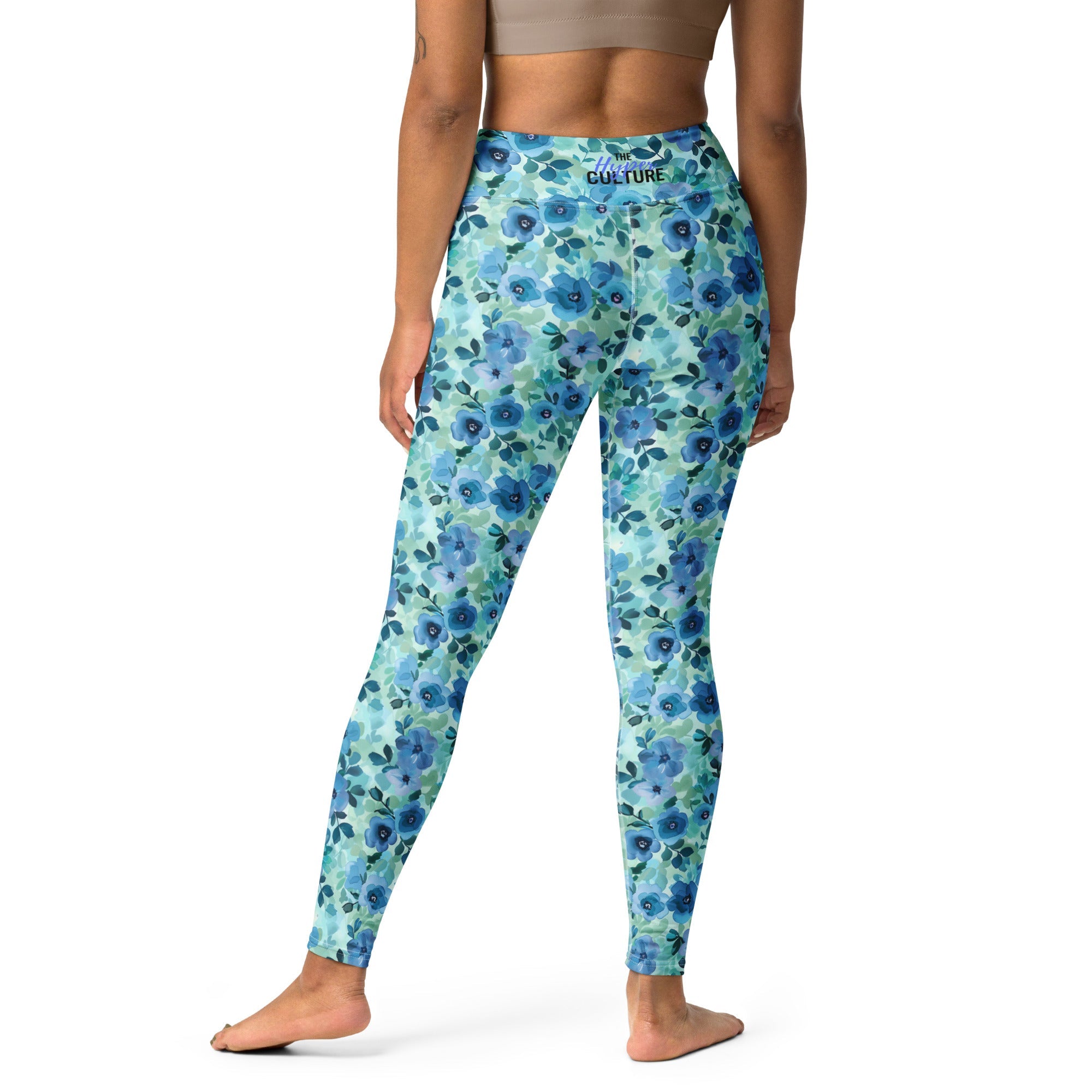 [Floral Bloom] Azure Meadow Yoga Leggings