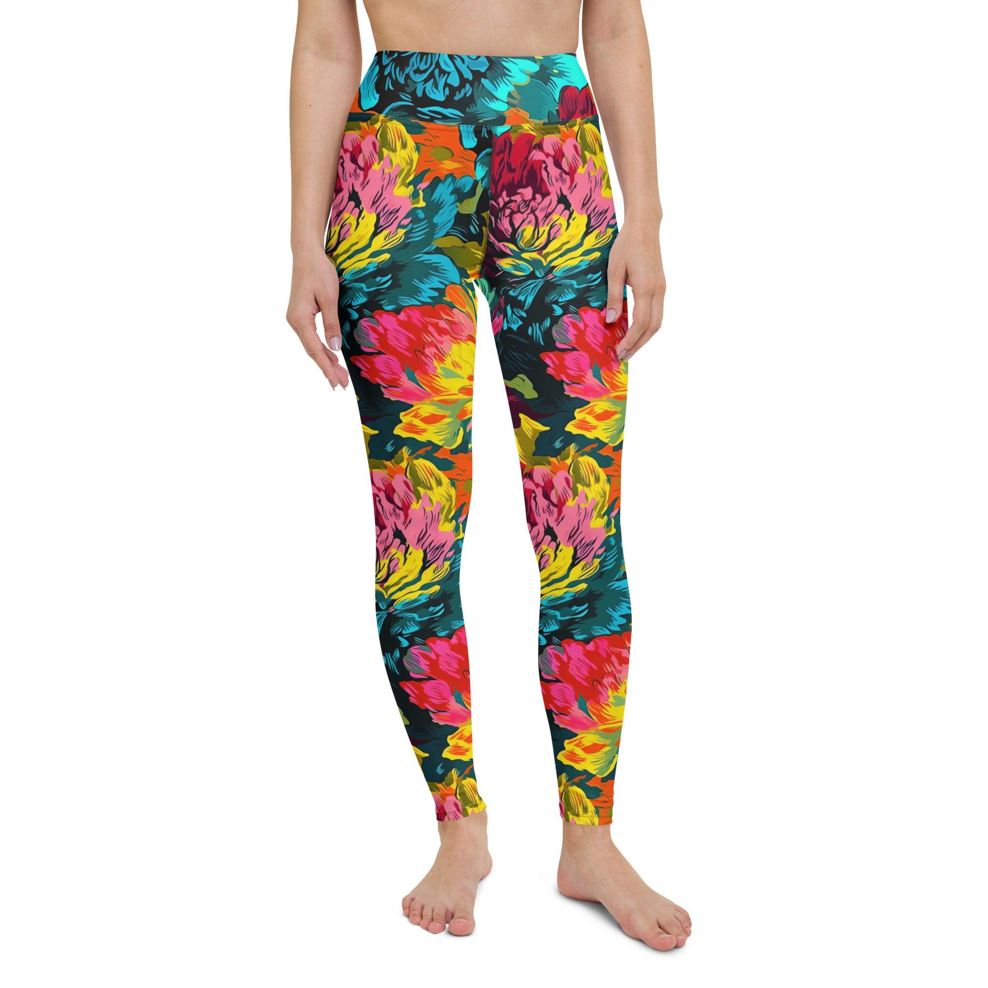 [Floral Bloom] Neon Yoga Leggings