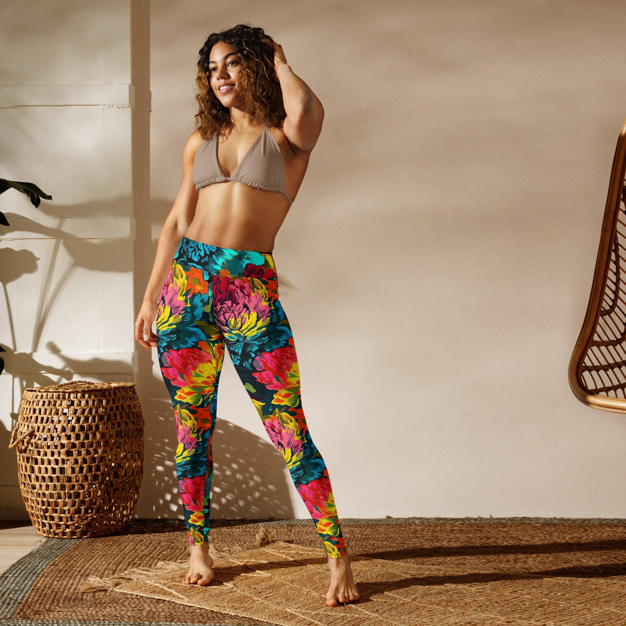 [Floral Bloom] Neon Yoga Leggings