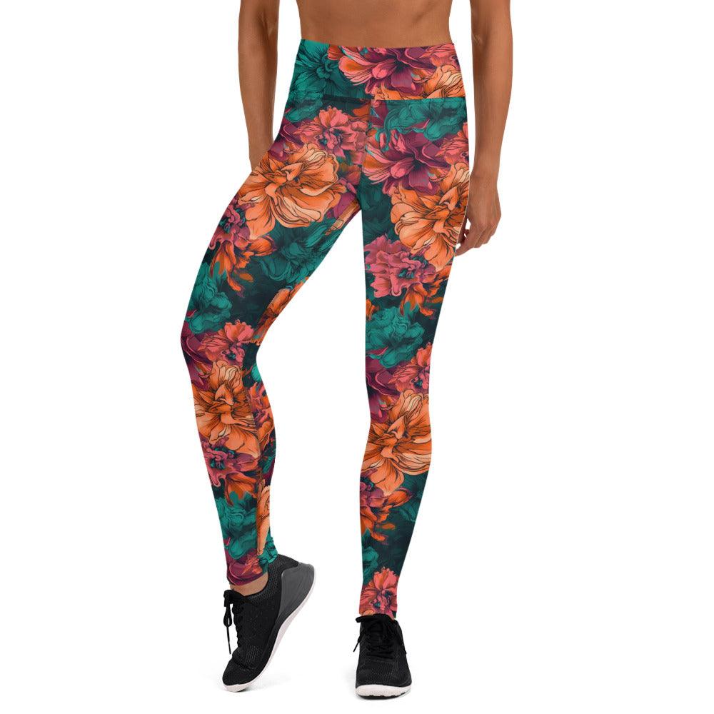[Floral Bloom] Emerald Bliss Yoga Leggings
