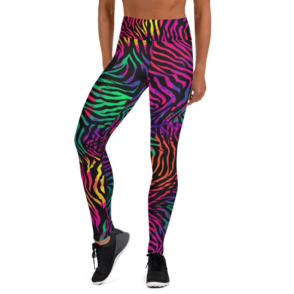 [Wild Side] Neon Zebra Yoga Leggings