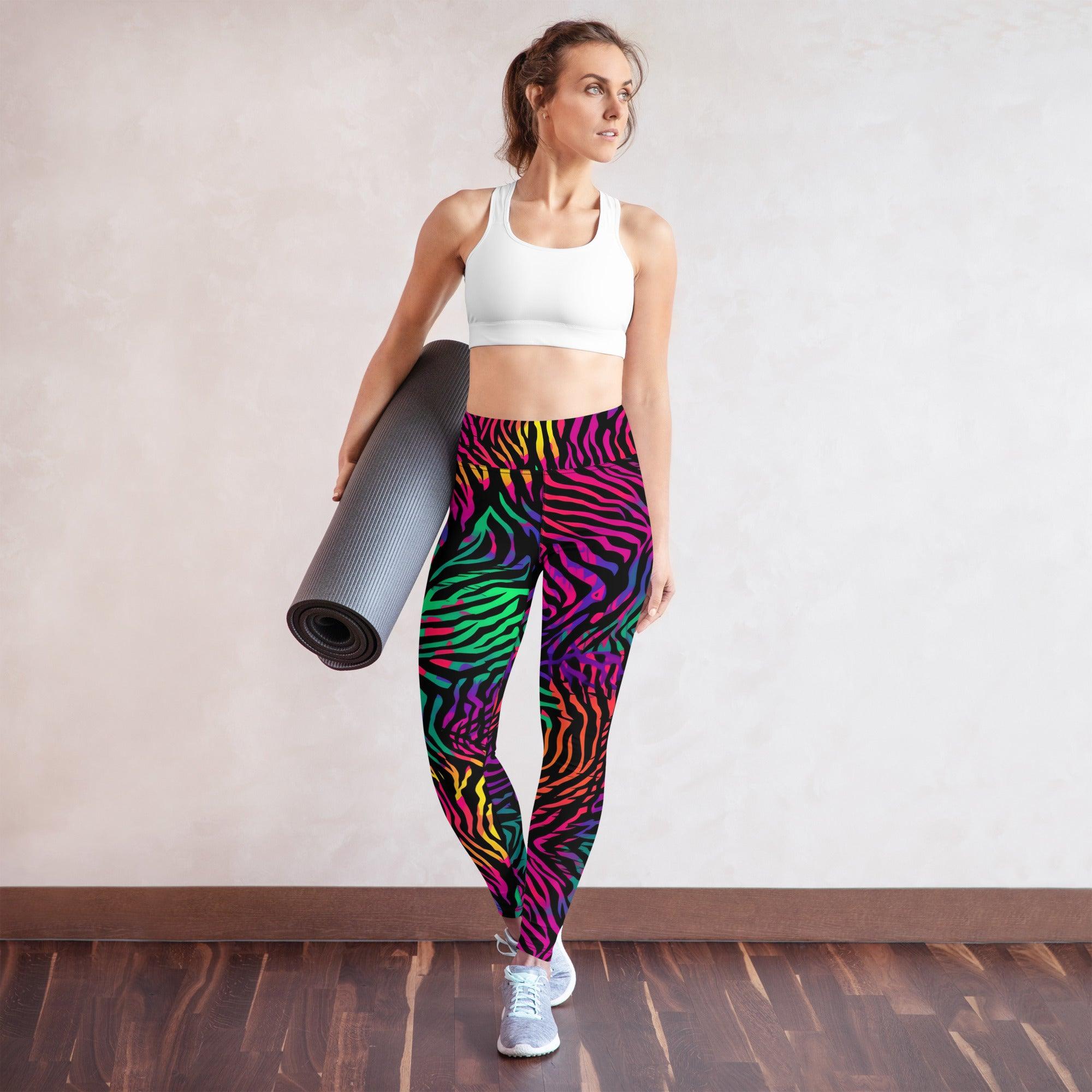 [Wild Side] Neon Zebra Yoga Leggings