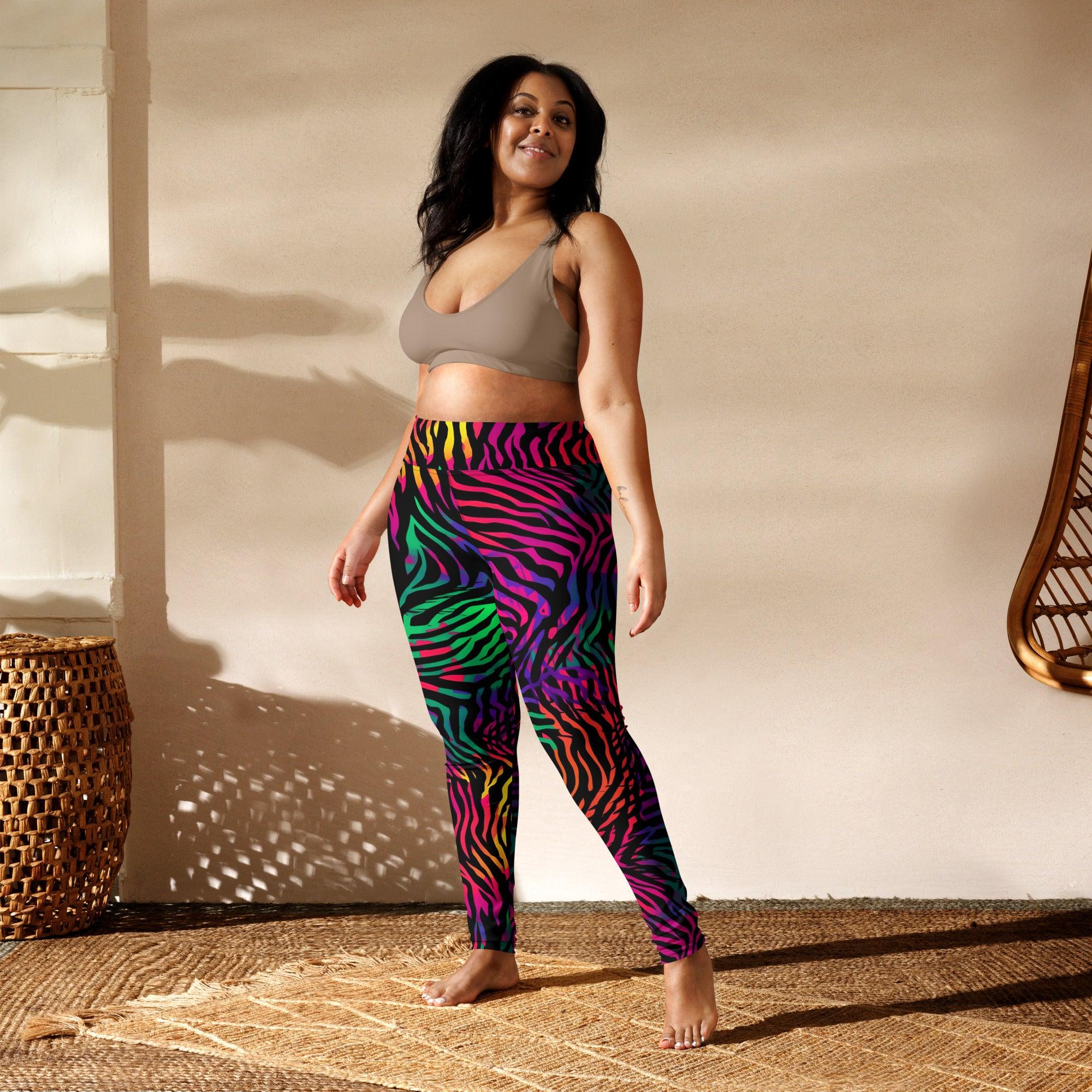 [Wild Side] Neon Zebra Yoga Leggings