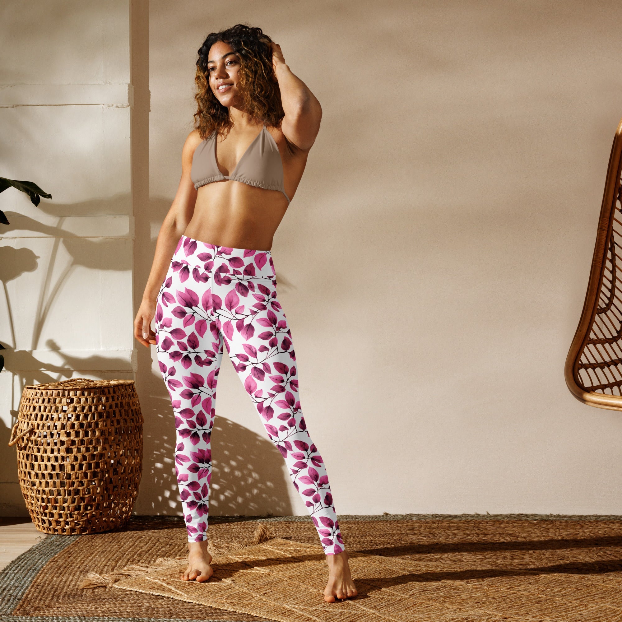 [Floral Bloom] Love Leaf Yoga Leggings
