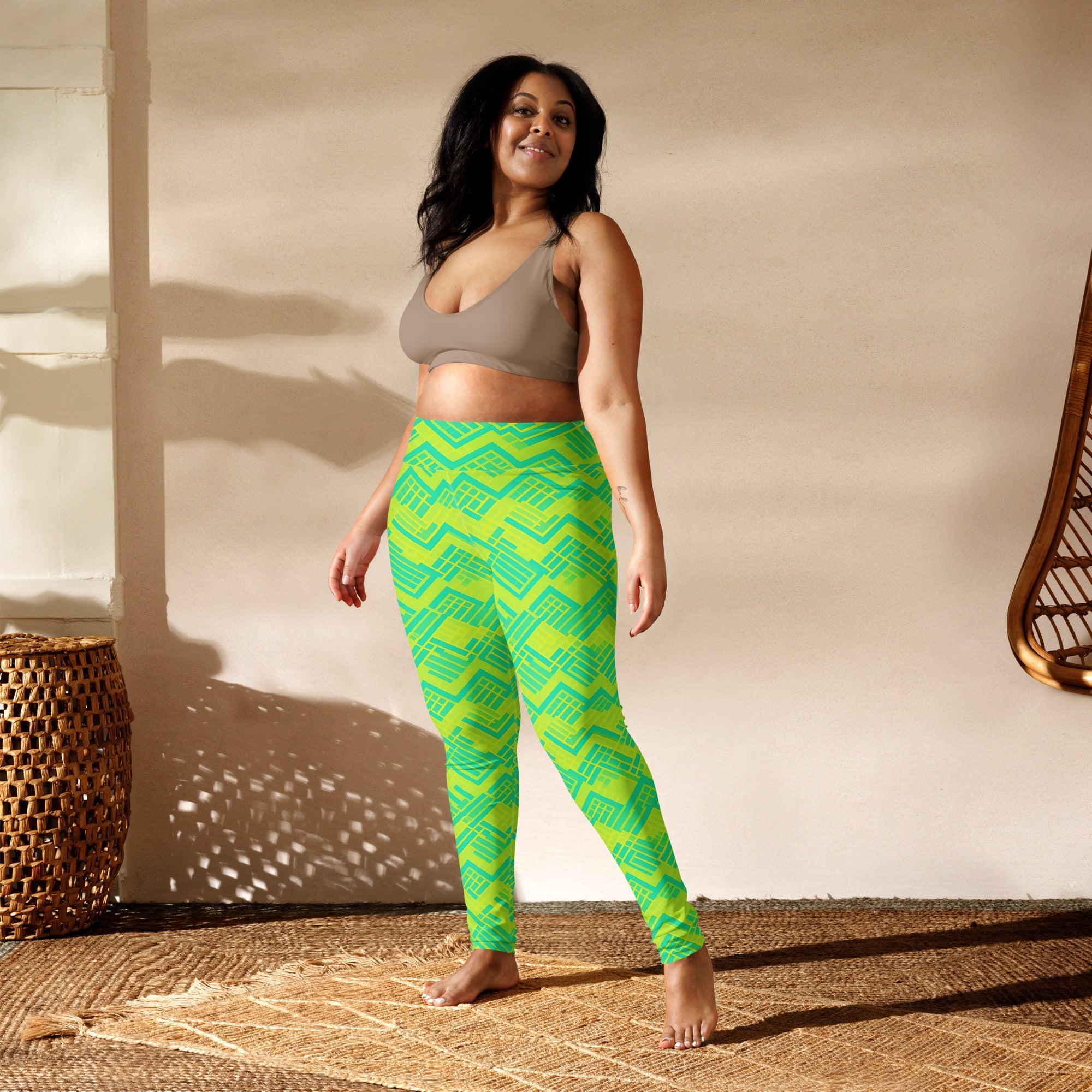 [GeoModa] Lemon Zest Yoga Leggings