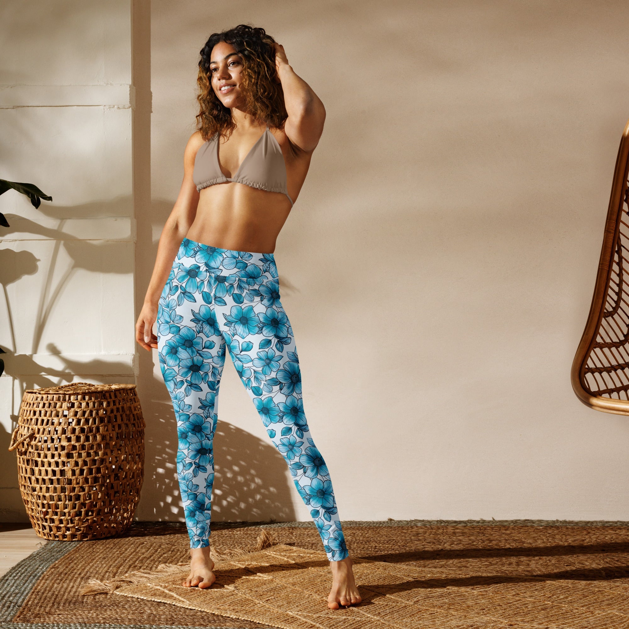 [Floral Bloom] Blue Mystique Yoga Leggings