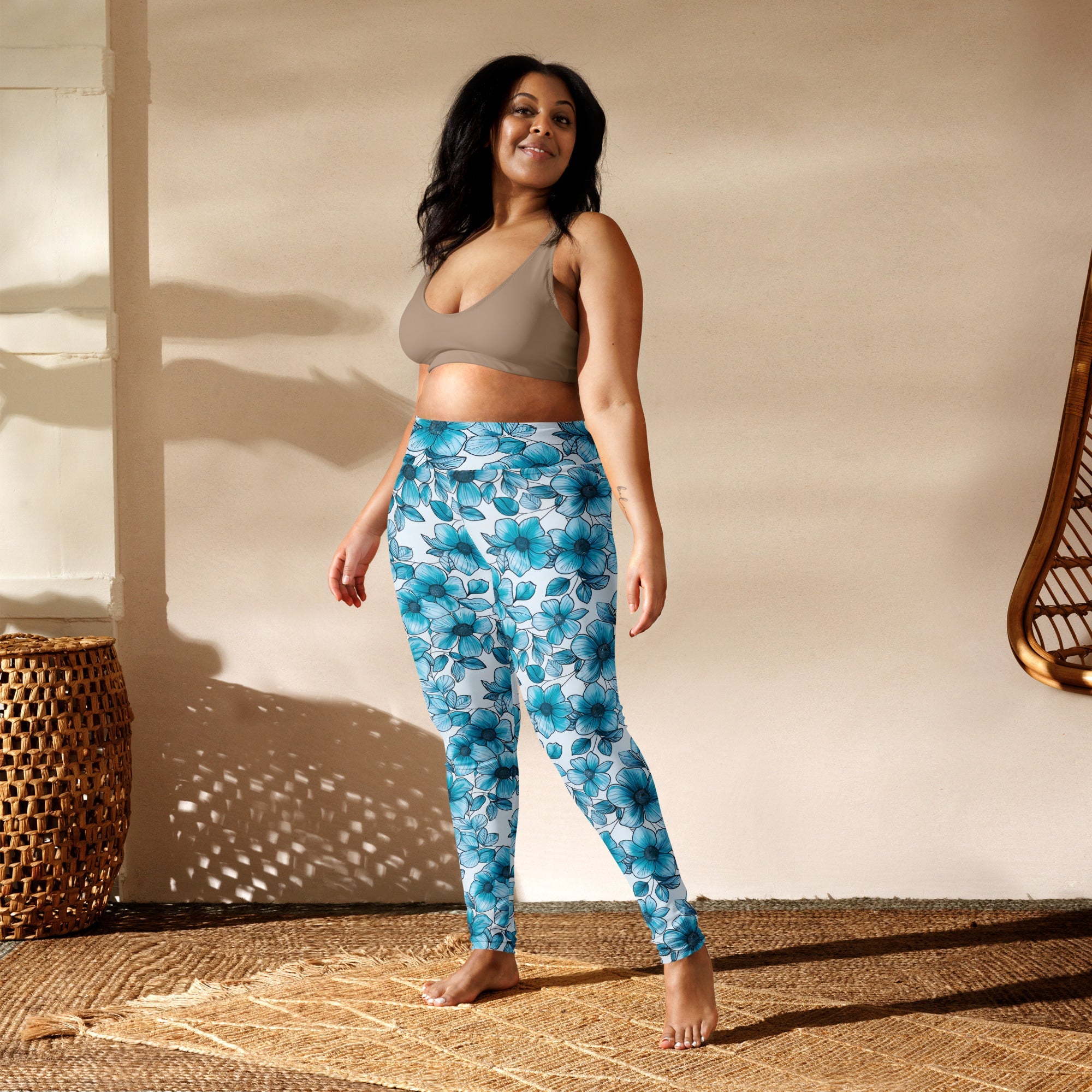 [Floral Bloom] Blue Mystique Yoga Leggings