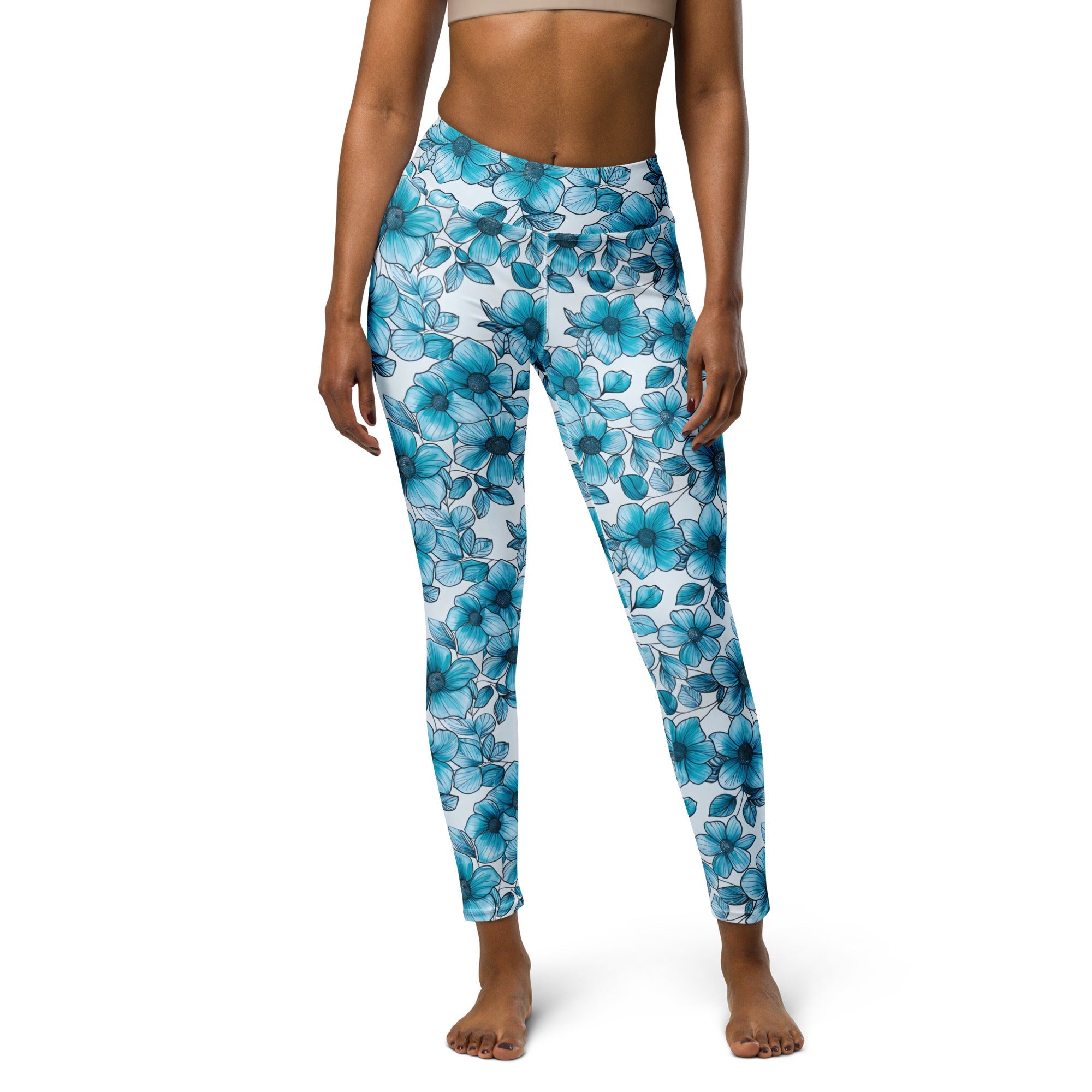 [Floral Bloom] Blue Mystique Yoga Leggings
