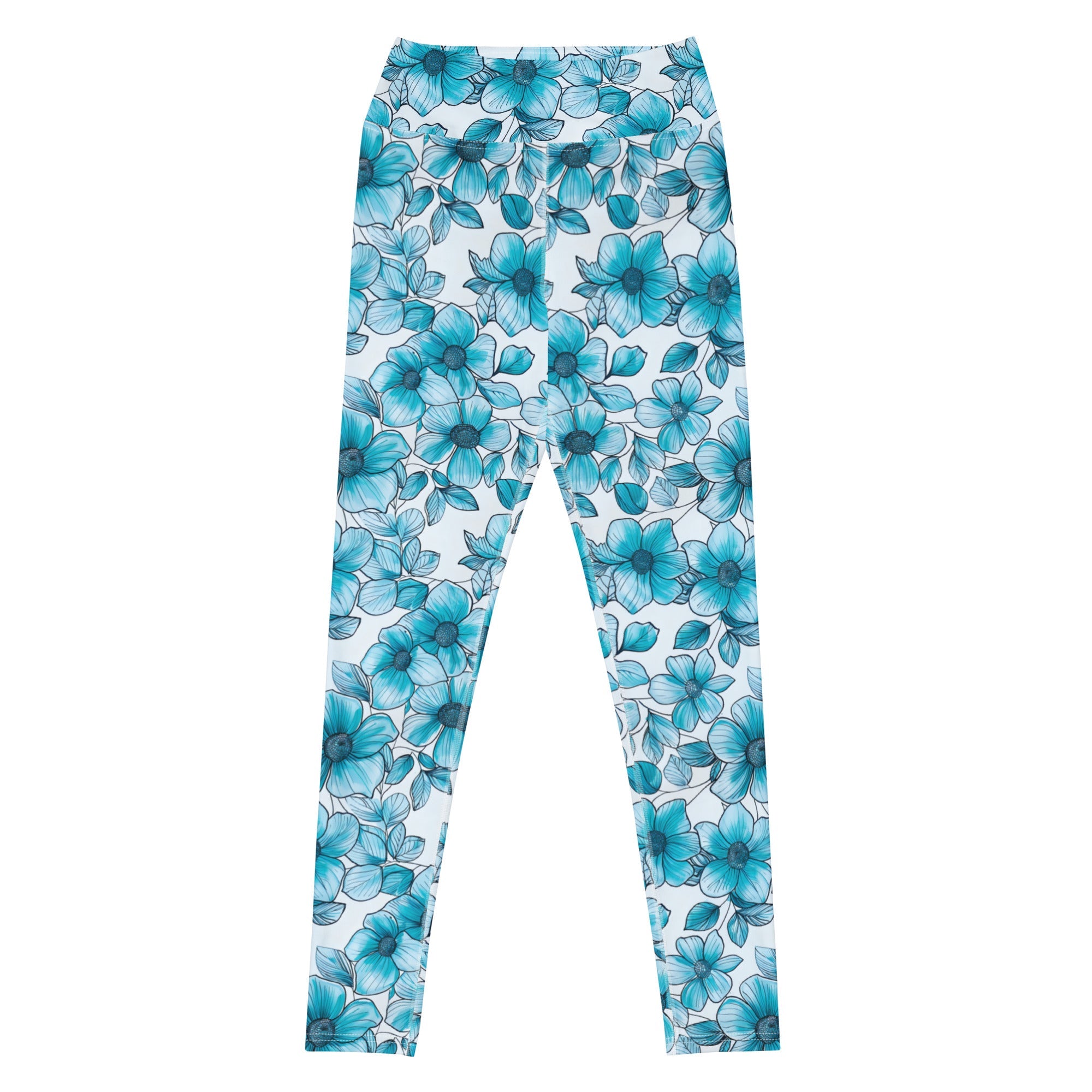 [Floral Bloom] Blue Mystique Yoga Leggings