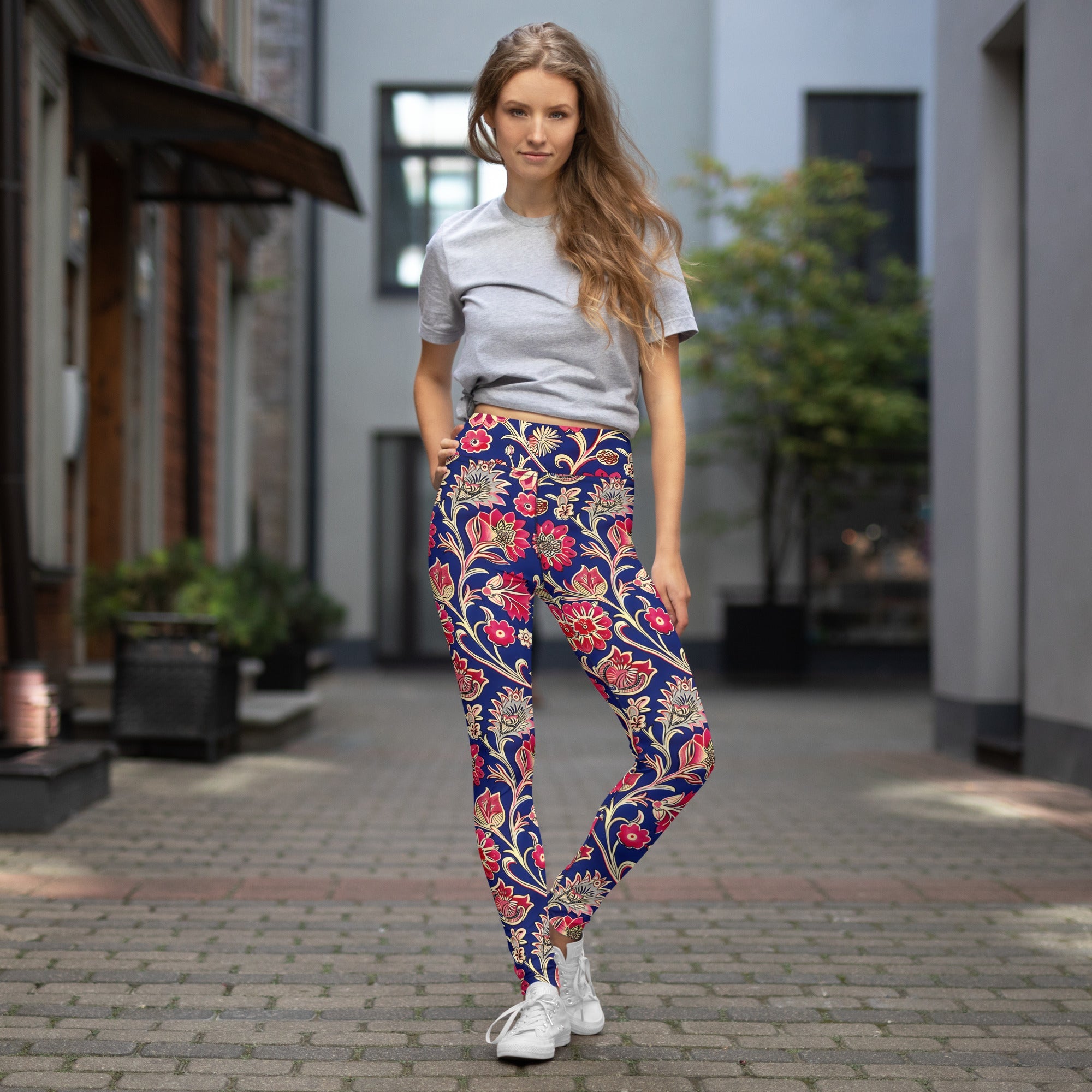[Floral Bloom] Ruby Heritage Yoga Leggings
