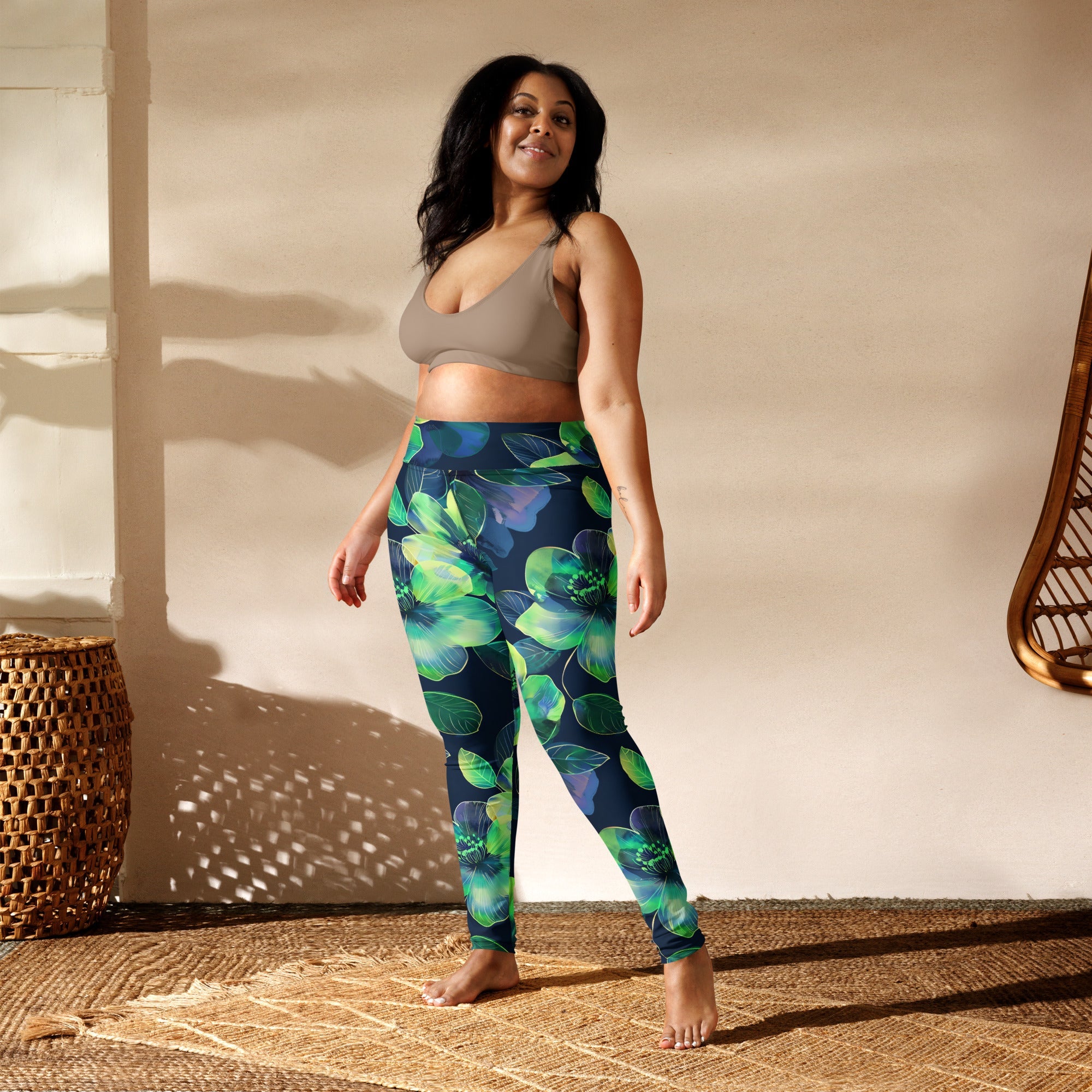 [Floral Bloom] Electric Flora Yoga Leggings