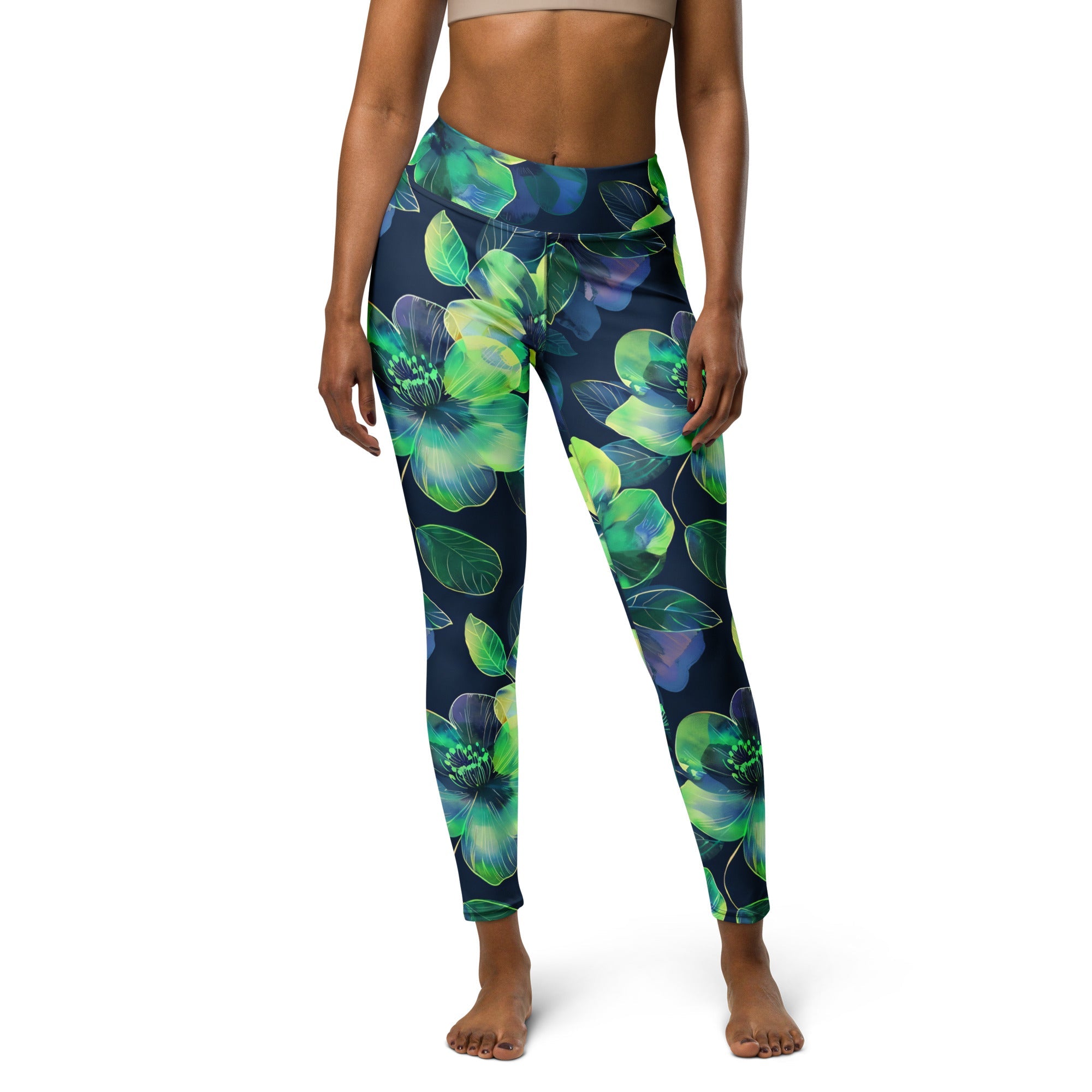 [Floral Bloom] Electric Flora Yoga Leggings