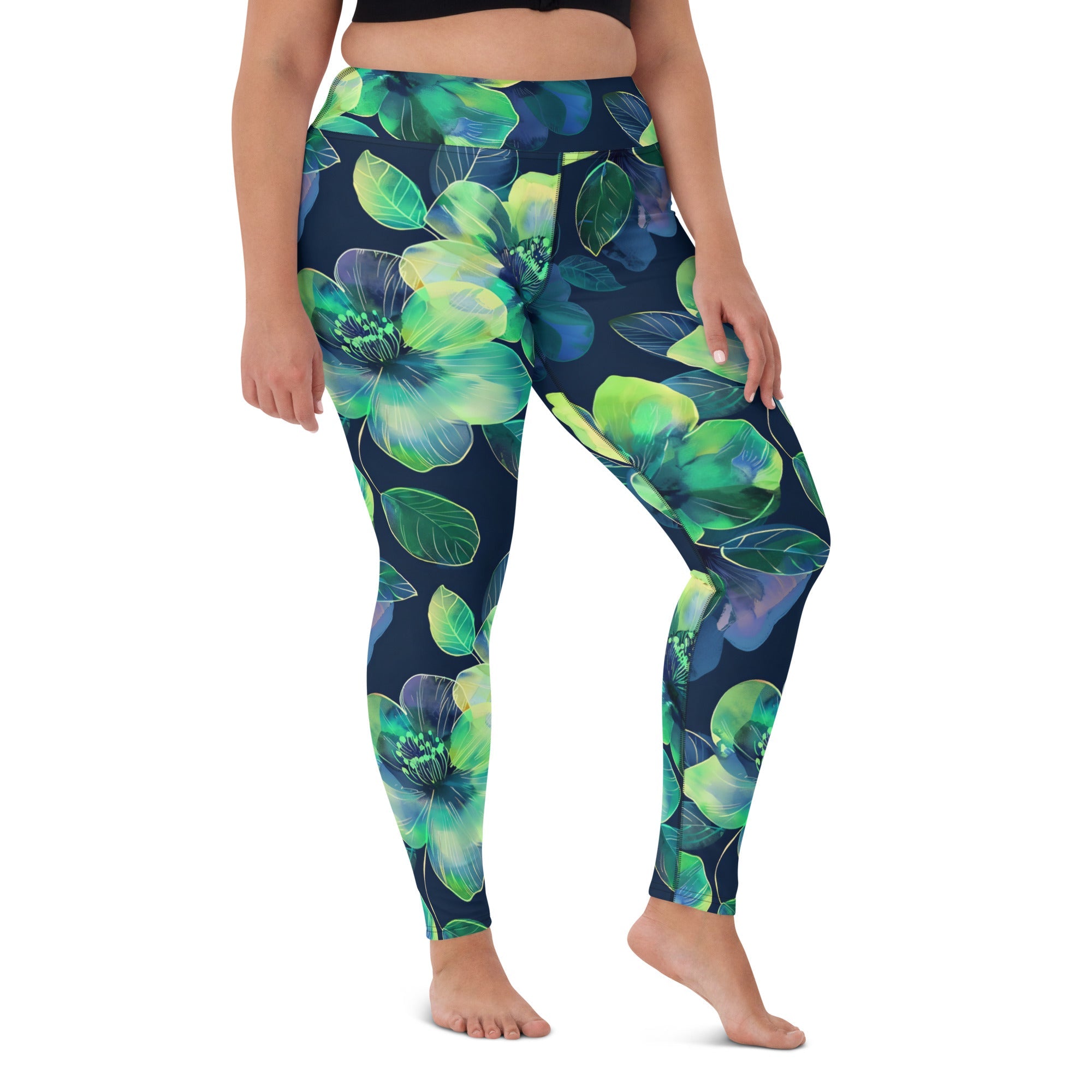 [Floral Bloom] Electric Flora Yoga Leggings