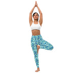 [Floral Bloom] Azure Meadow Yoga Leggings