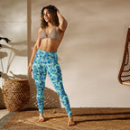 [Floral Bloom] Azure Meadow Yoga Leggings