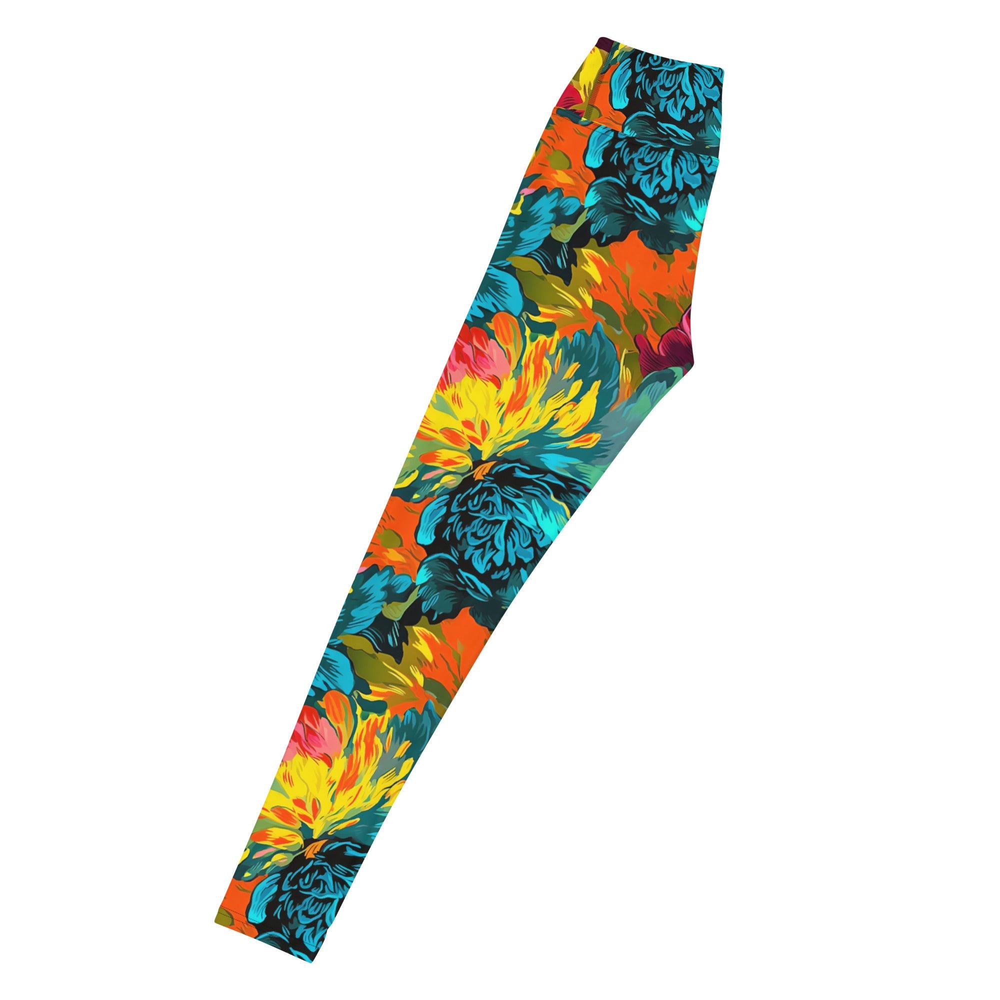 [Floral Bloom] Neon Yoga Leggings