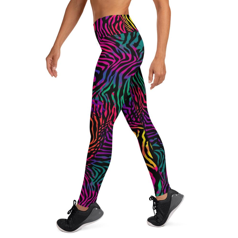 [Wild Side] Neon Zebra Yoga Leggings