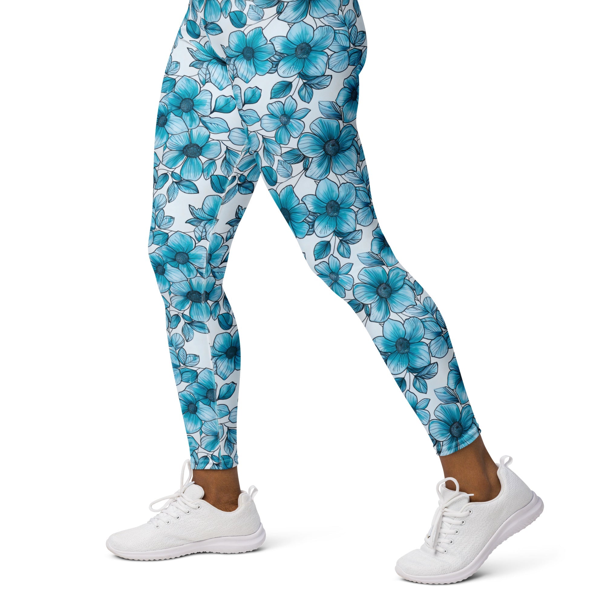 [Floral Bloom] Blue Mystique Yoga Leggings
