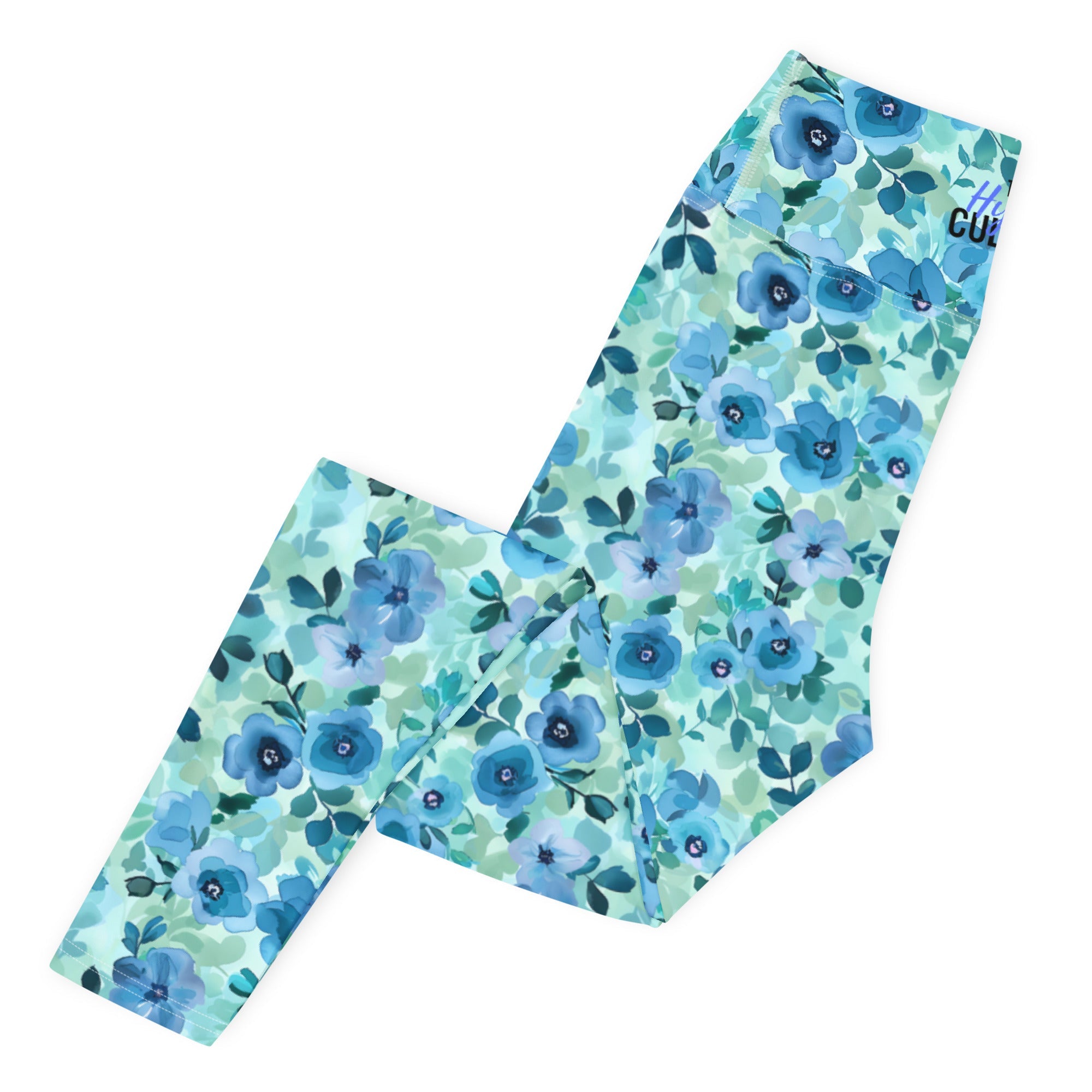 [Floral Bloom] Azure Meadow Yoga Leggings