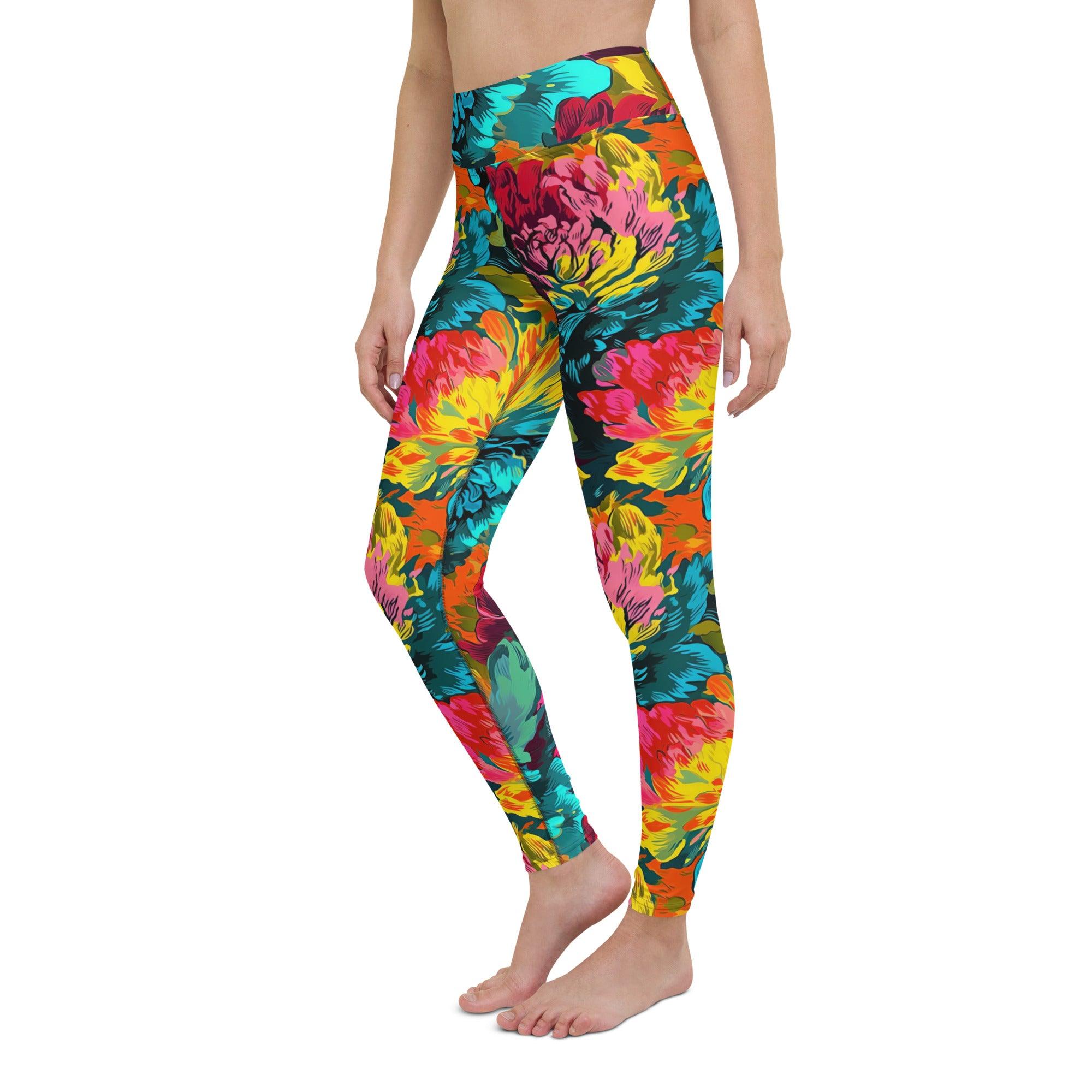 [Floral Bloom] Neon Yoga Leggings