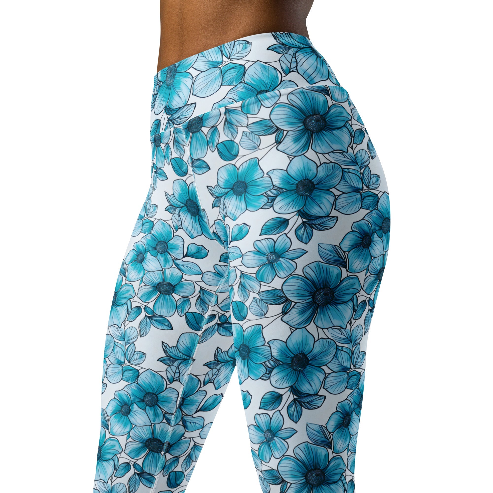 [Floral Bloom] Blue Mystique Yoga Leggings