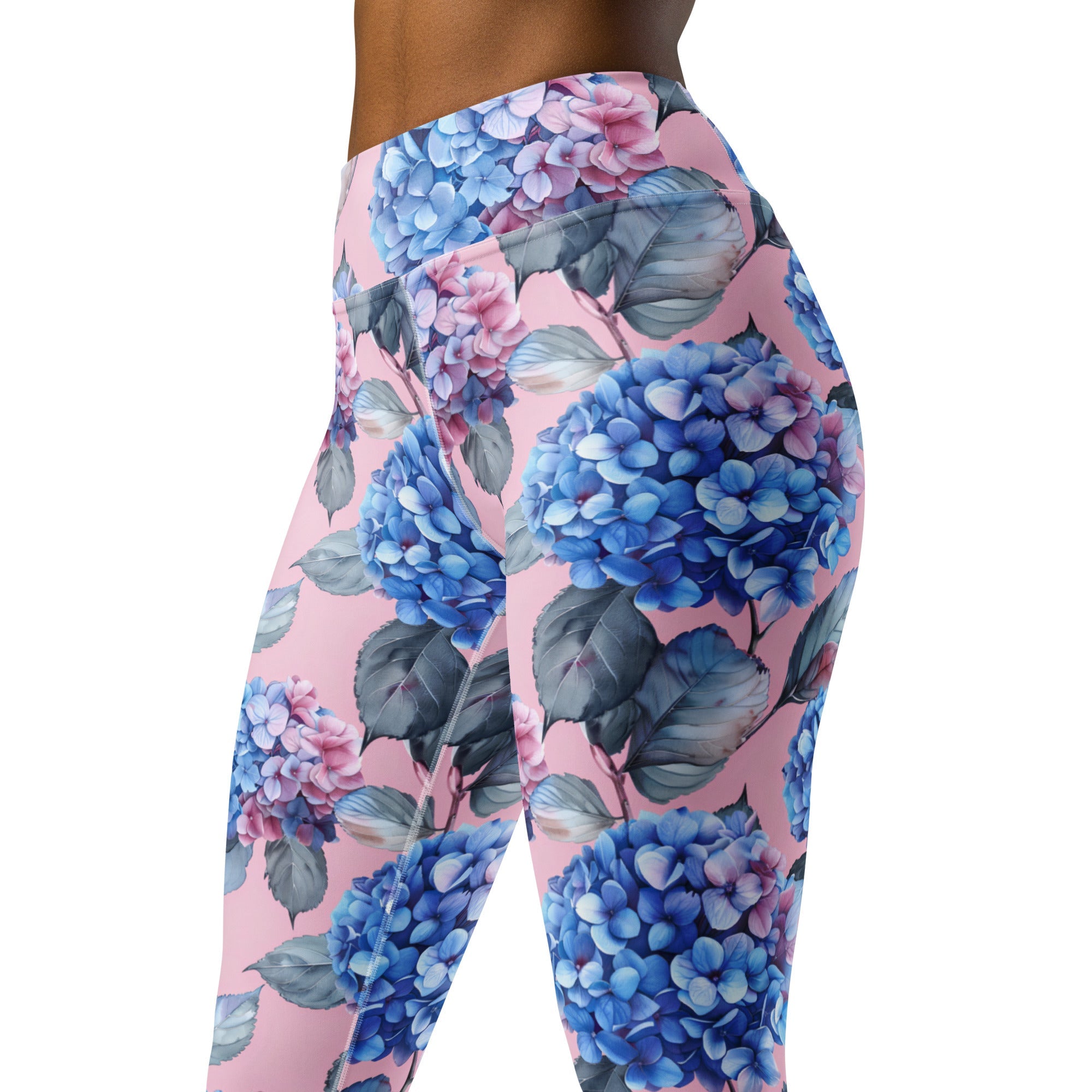 [Floral Bloom] Blushing Hydrangea Yoga Leggings