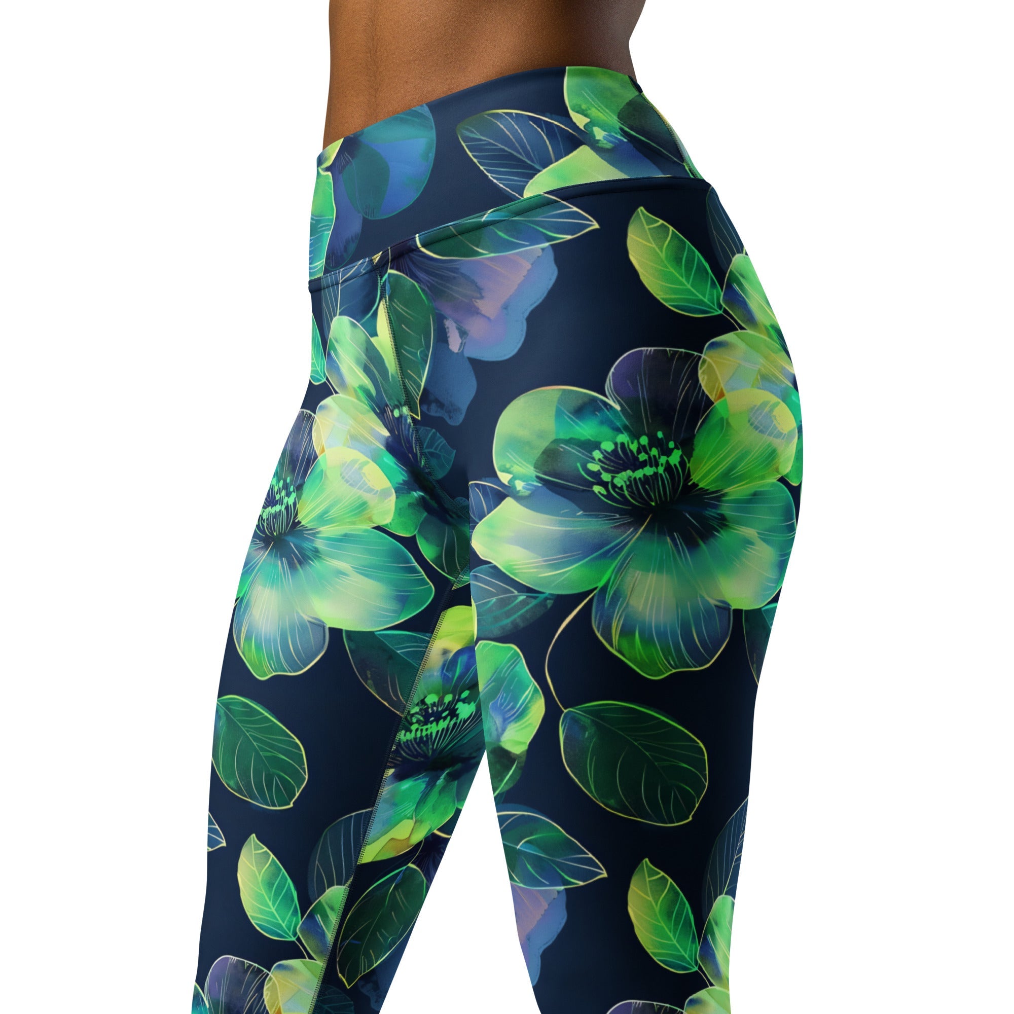 [Floral Bloom] Electric Flora Yoga Leggings