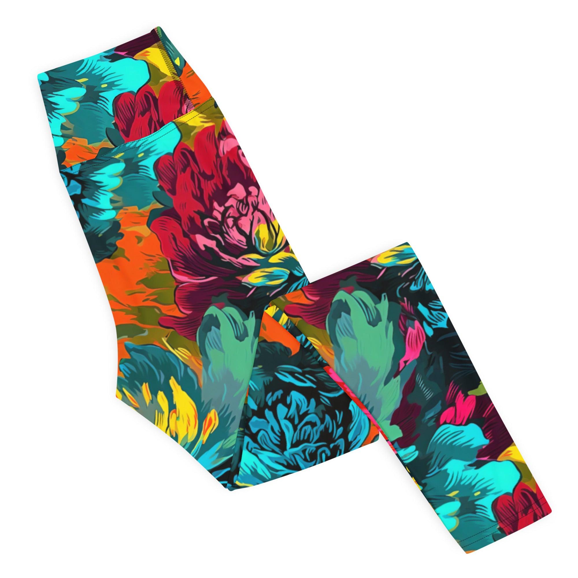 [Floral Bloom] Neon Yoga Leggings