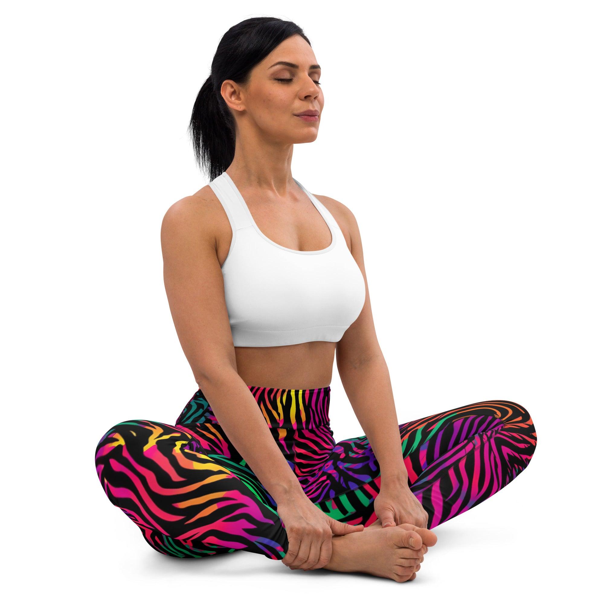 [Wild Side] Neon Zebra Yoga Leggings