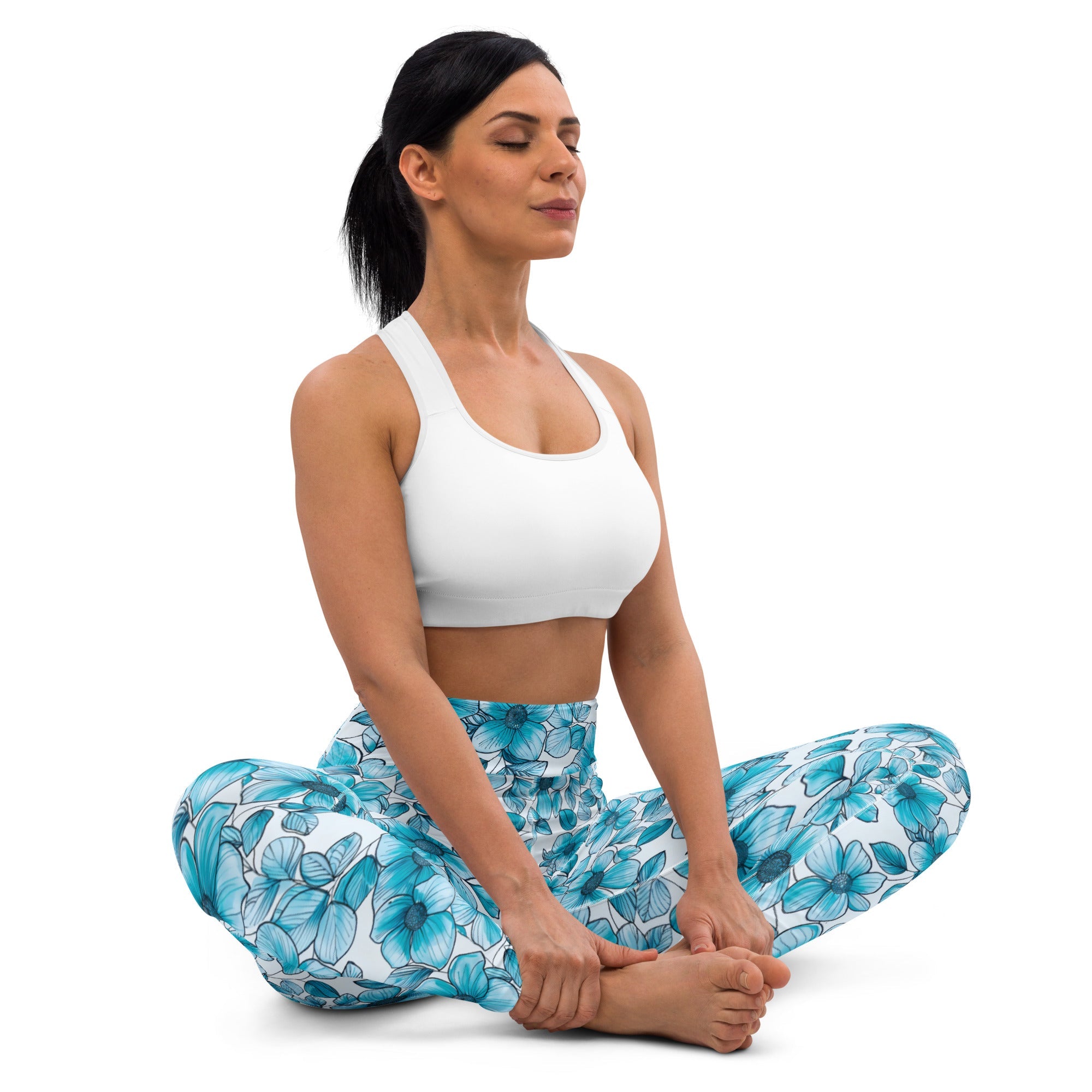 [Floral Bloom] Blue Mystique Yoga Leggings