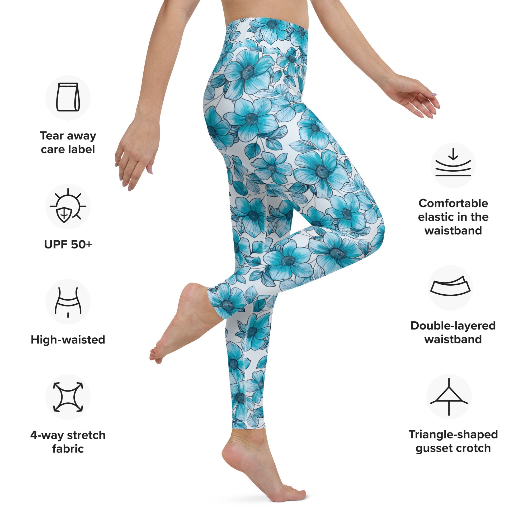 [Floral Bloom] Blue Mystique Yoga Leggings