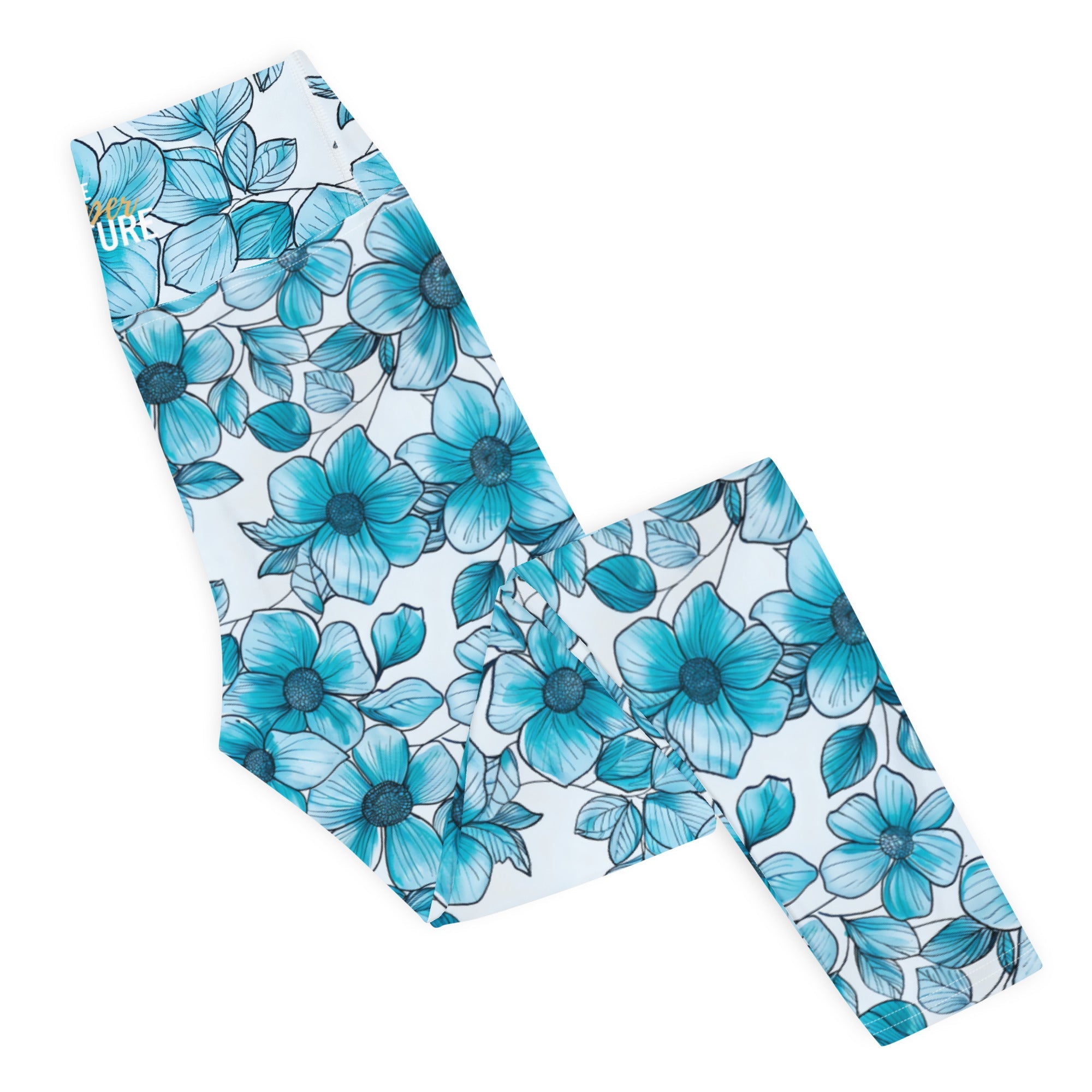 [Floral Bloom] Blue Mystique Yoga Leggings