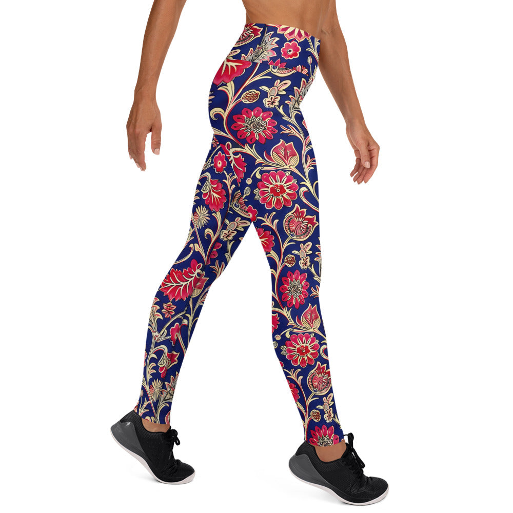 [Floral Bloom] Ruby Heritage Yoga Leggings