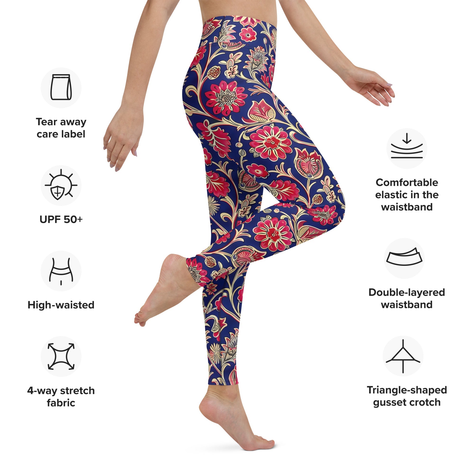 [Floral Bloom] Ruby Heritage Yoga Leggings