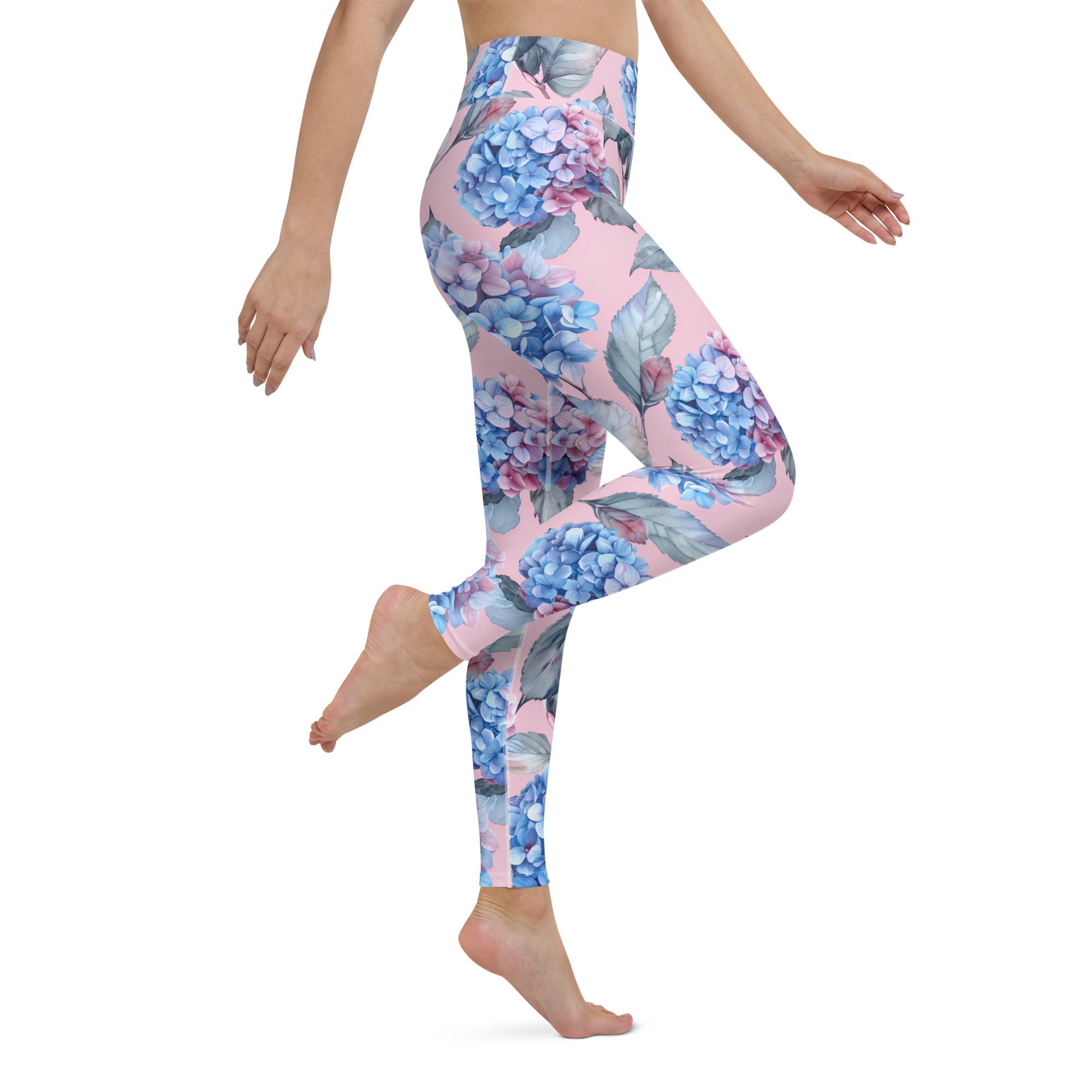 [Floral Bloom] Blushing Hydrangea Yoga Leggings